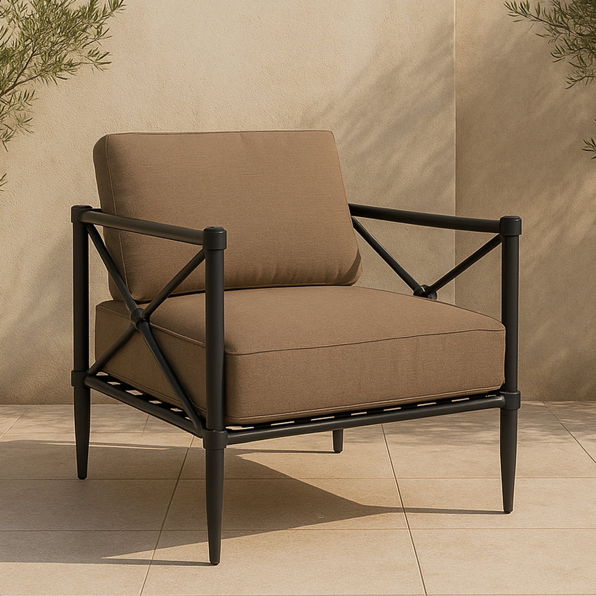 Willow Outdoor Accent Chair Light Brown by Moe's Home Collection - view 2