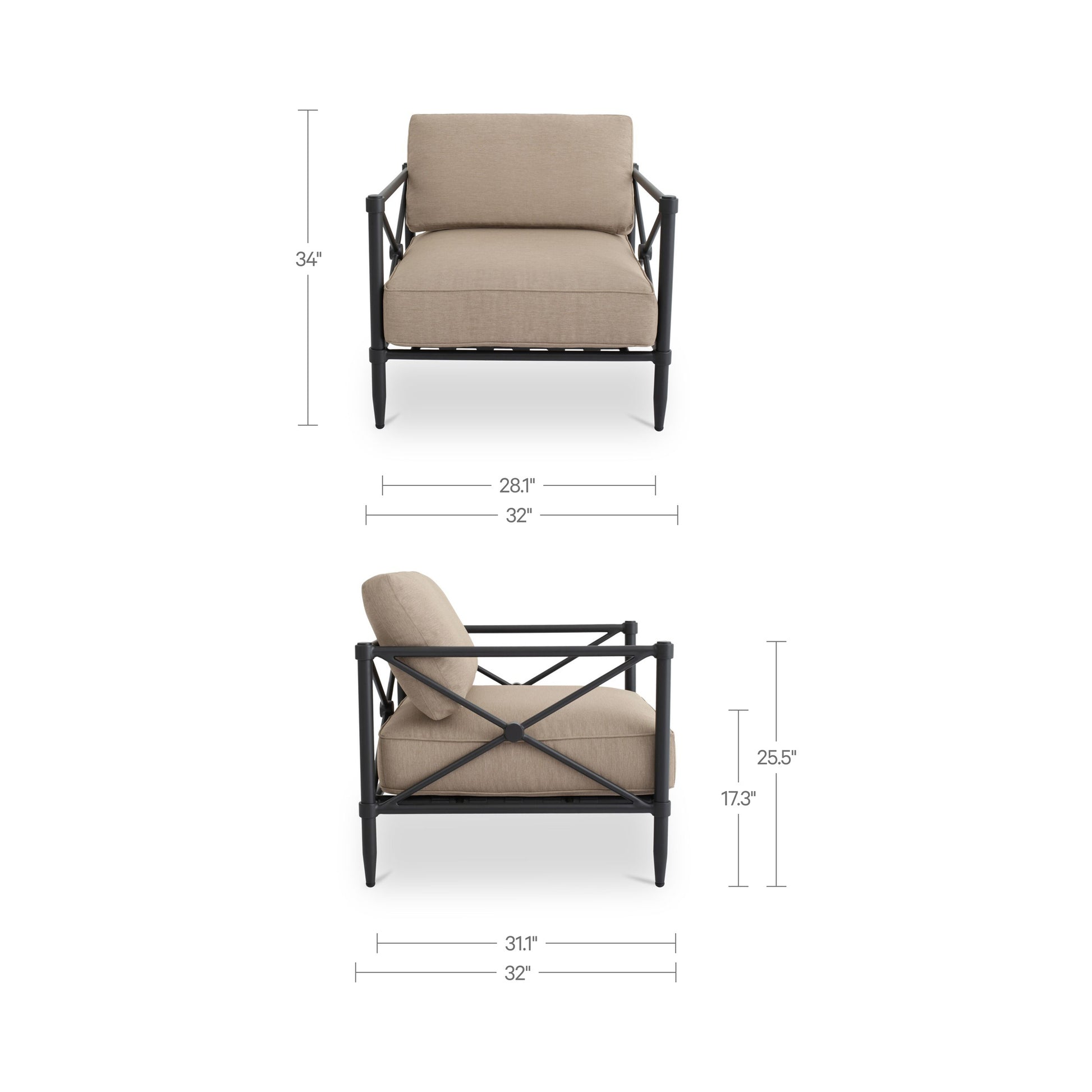 Willow Outdoor Accent Chair Light Brown by Moe's Home Collection - view 3