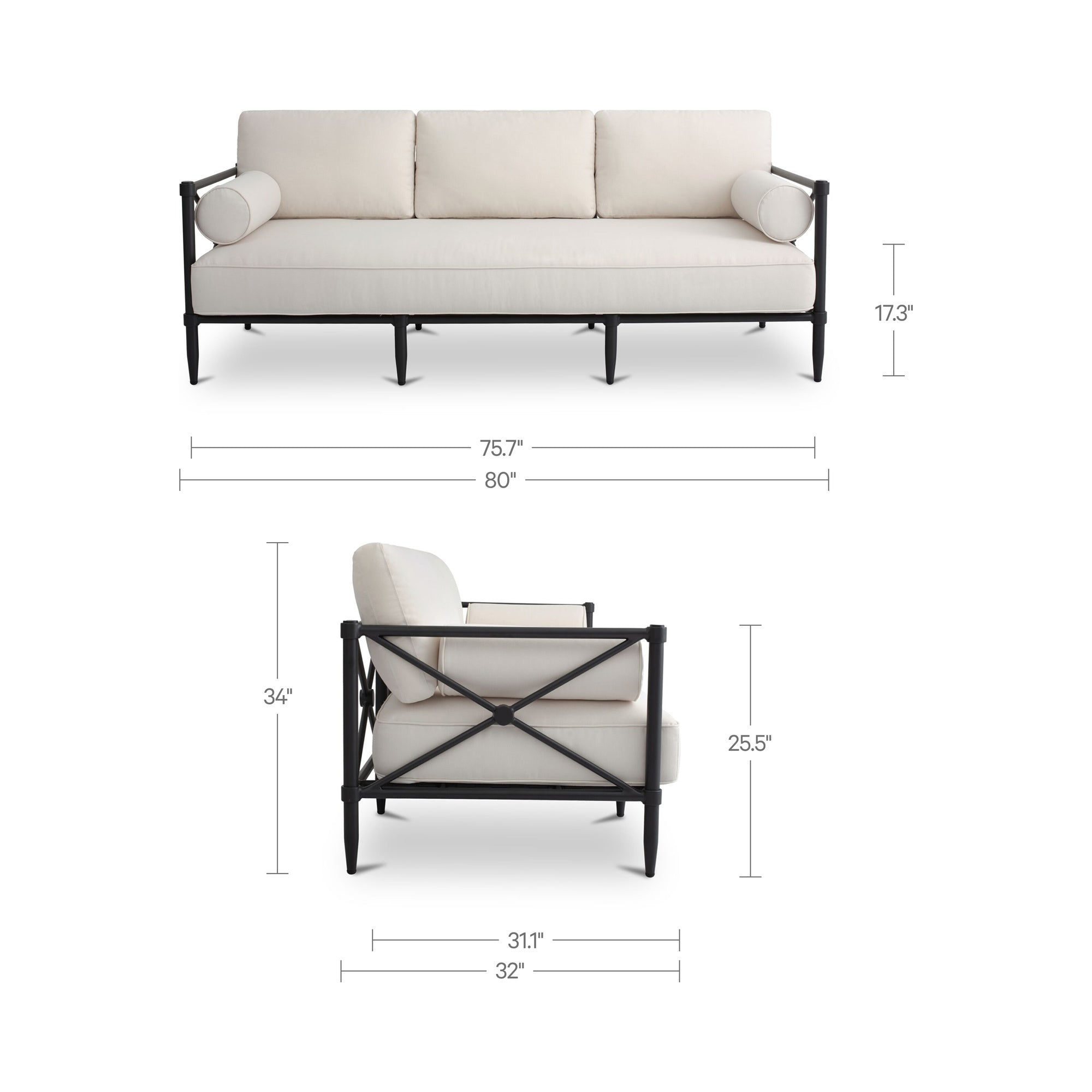 Willow Outdoor Sofa Cream by Moe's Home Collection - view 3