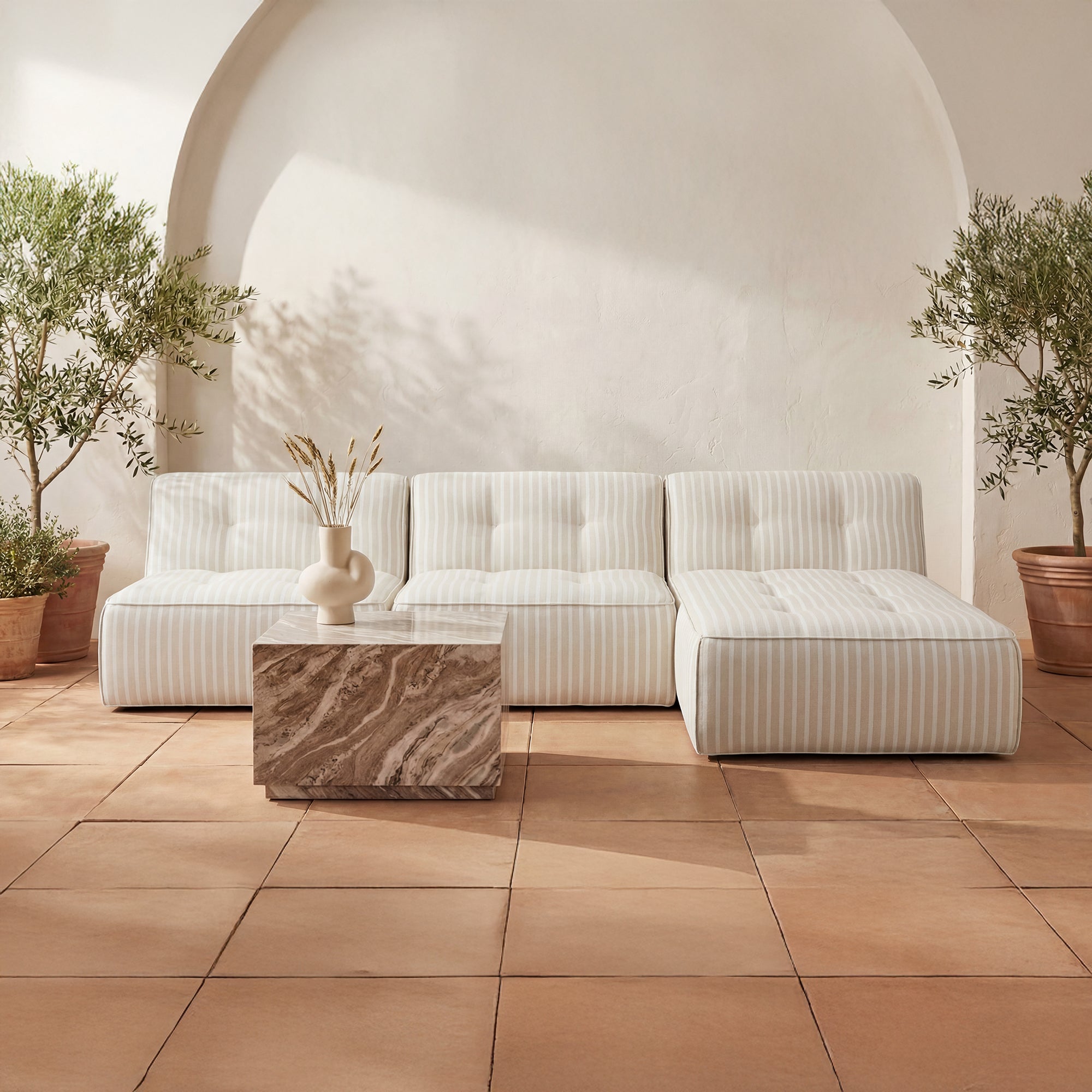 Sunseeker Outdoor Chaise Brown Stripe by Moe's Home Collection - view 2