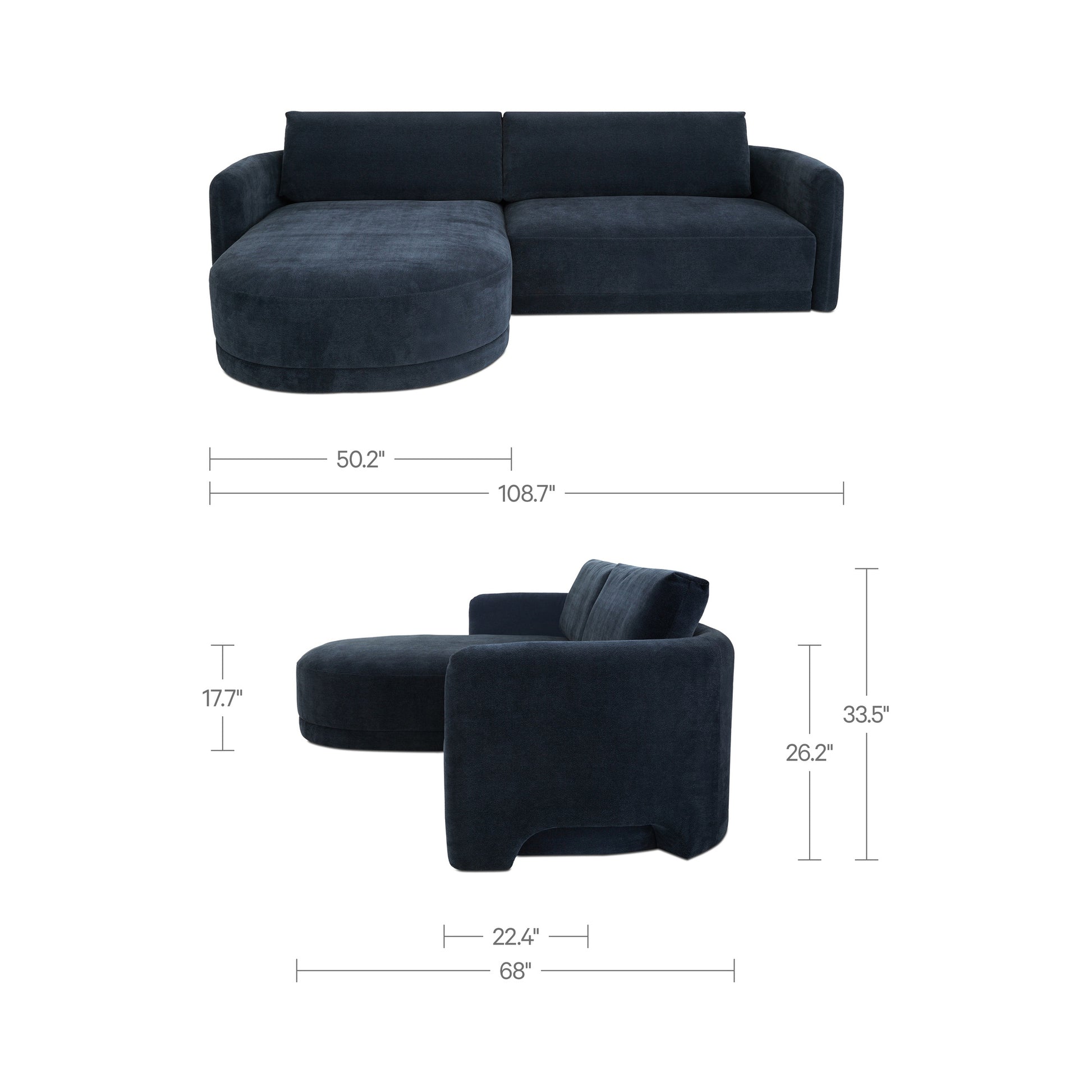 Emmy Sectional Dark Blue Left by Moe's Home Collection - view 3