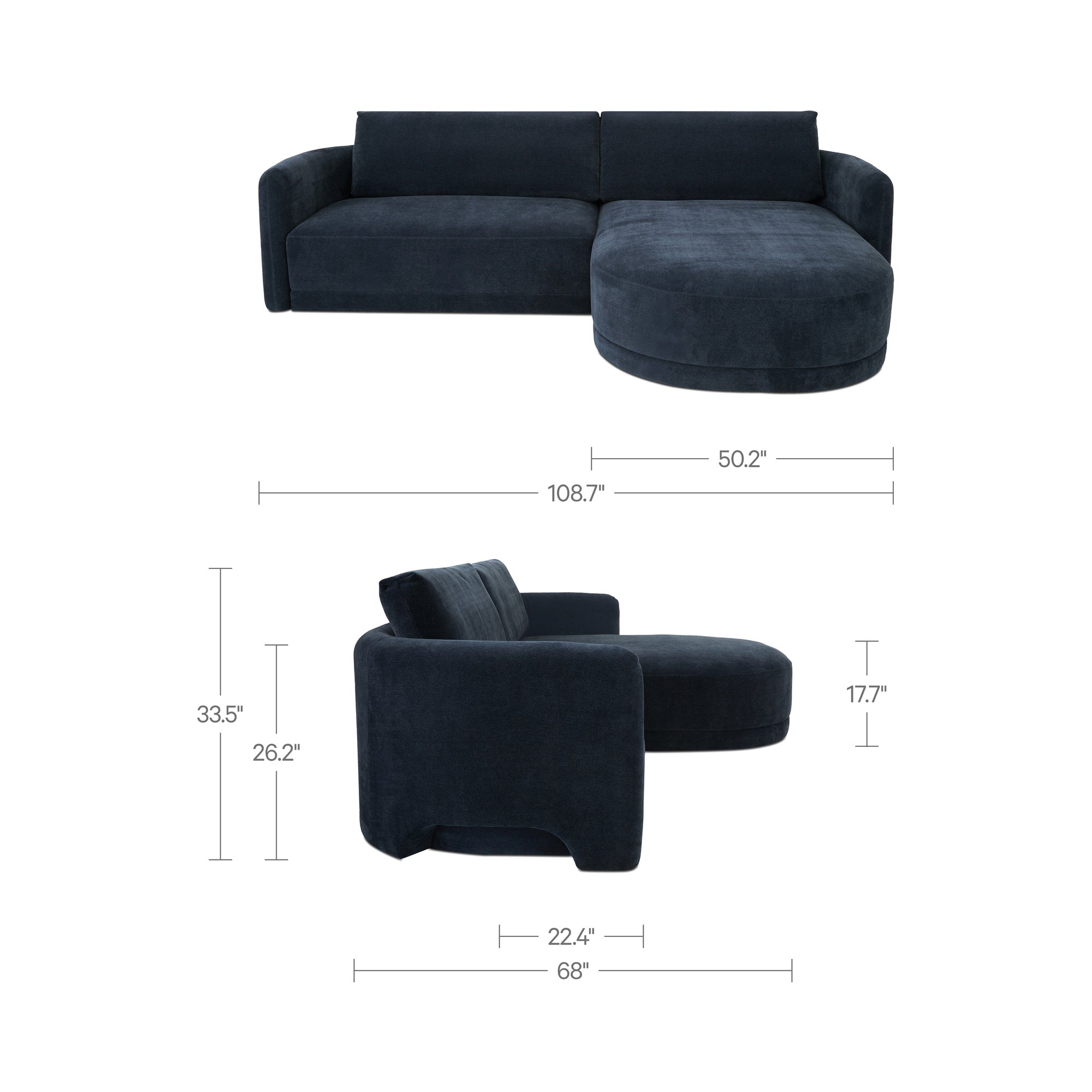 Emmy Sectional Dark Blue Right by Moe's Home Collection - view 3