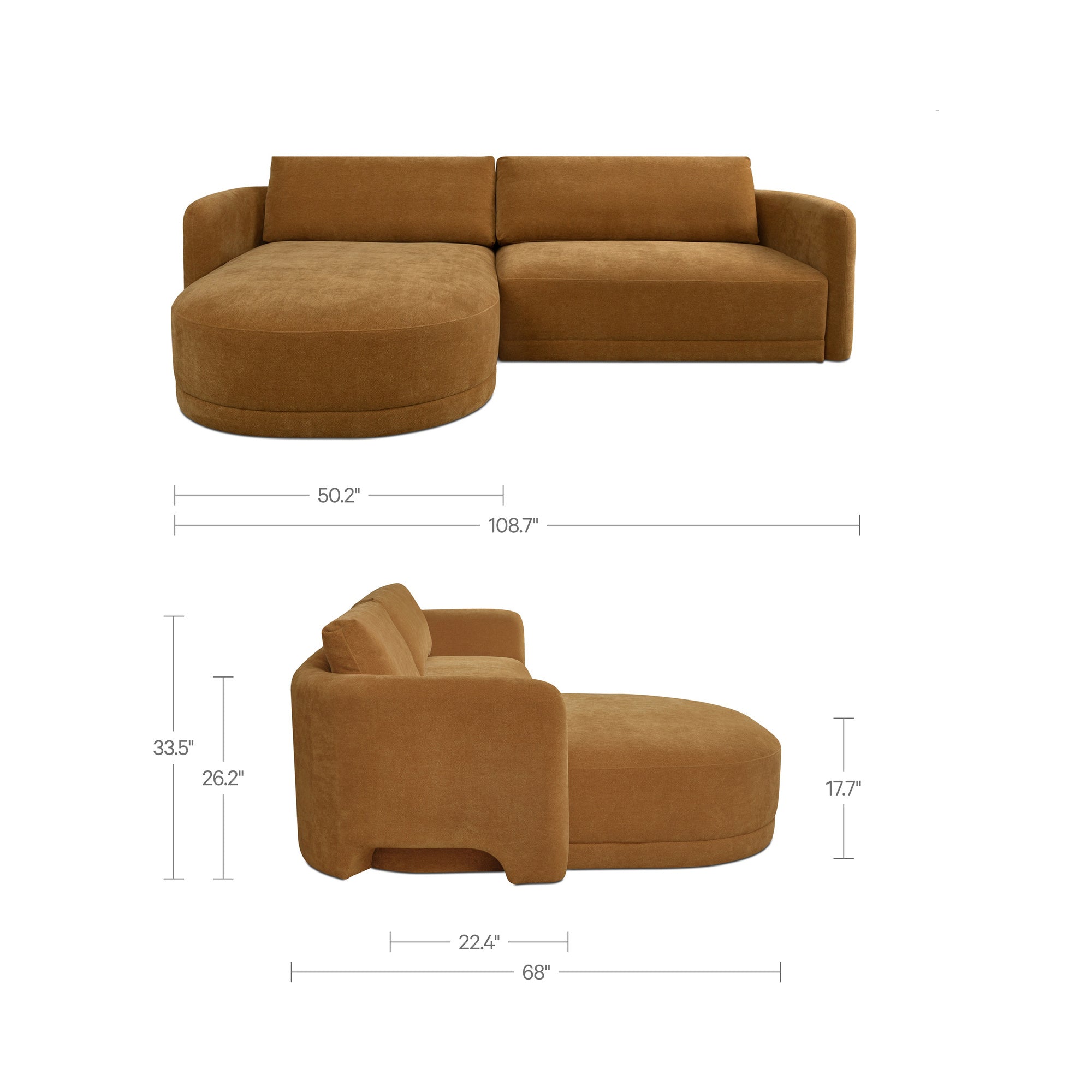 Emmy Sectional Ginger Left by Moe's Home Collection - view 3