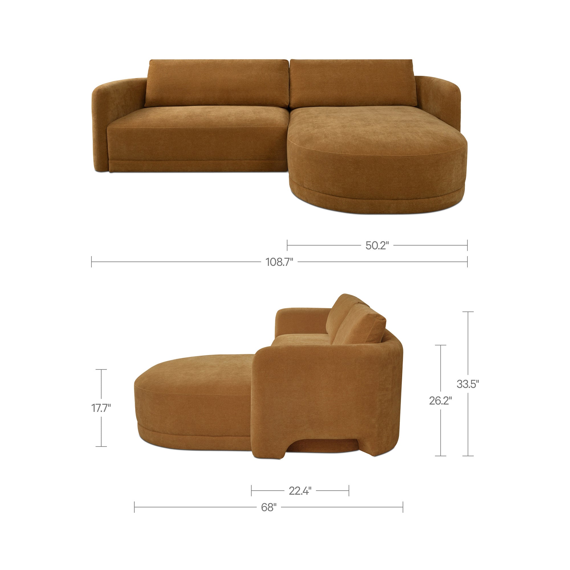 Emmy Sectional Ginger Right by Moe's Home Collection - view 3