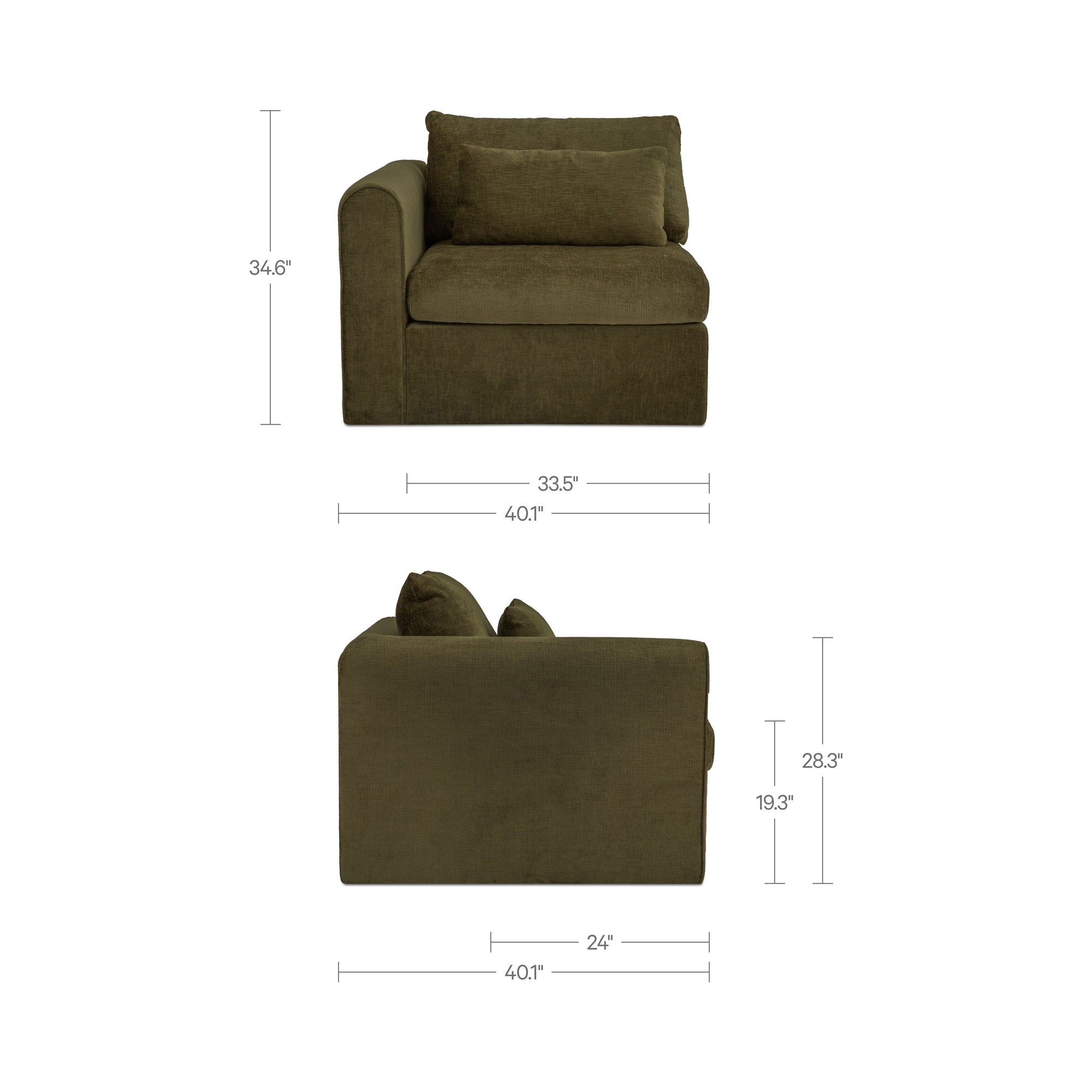 Swift Left Arm Facing Chair Dark Green by Moe's Home Collection - view 3