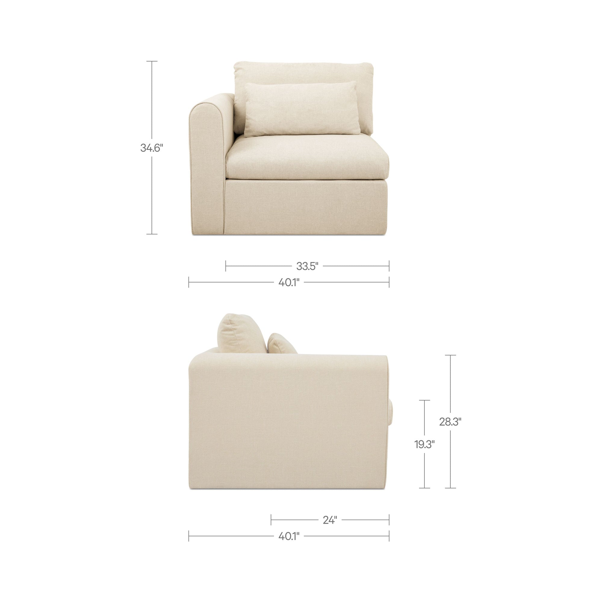 Swift Left Arm Facing Chair Light Beige by Moe's Home Collection - view 3