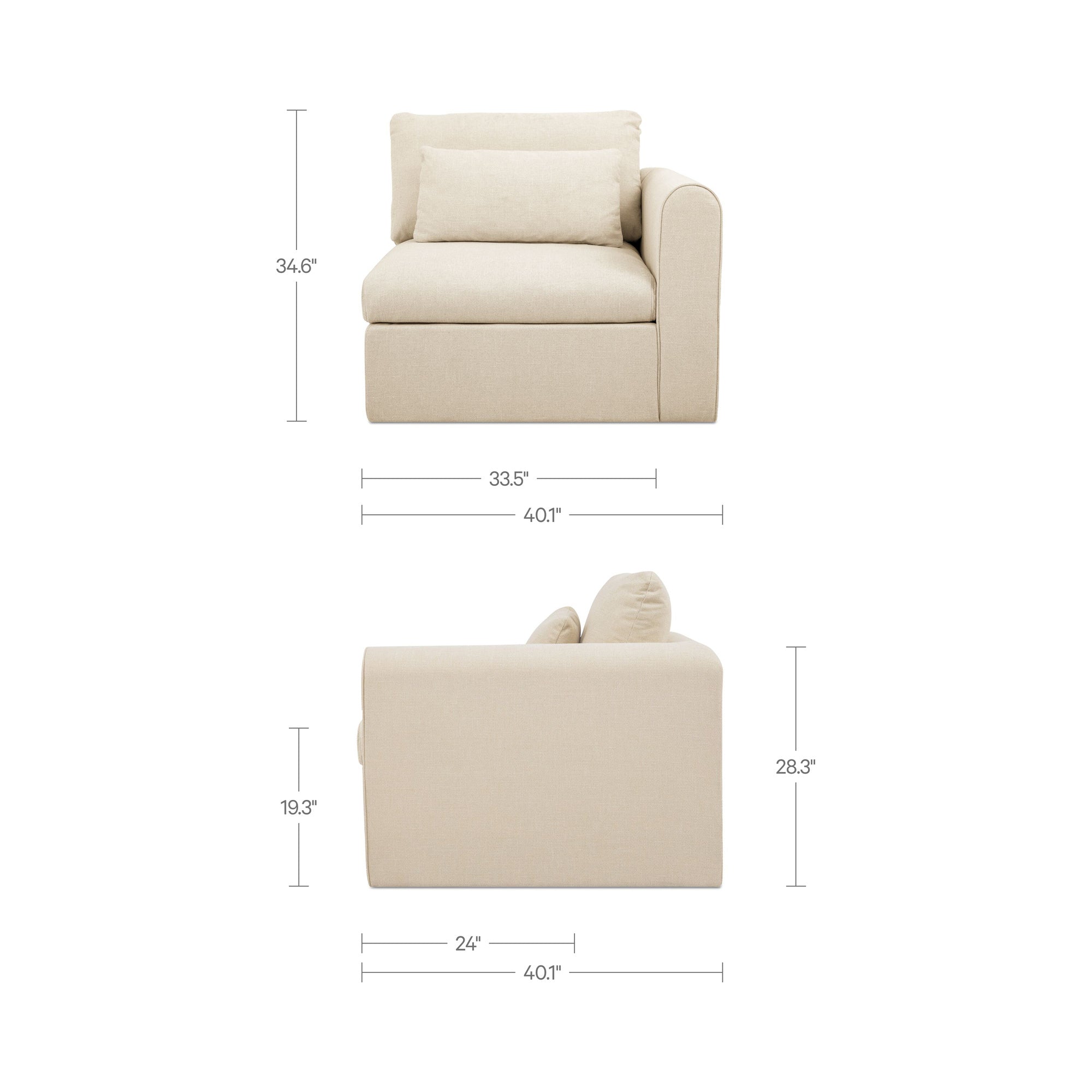 Swift Right Arm Facing Chair Light Beige by Moe's Home Collection - view 3