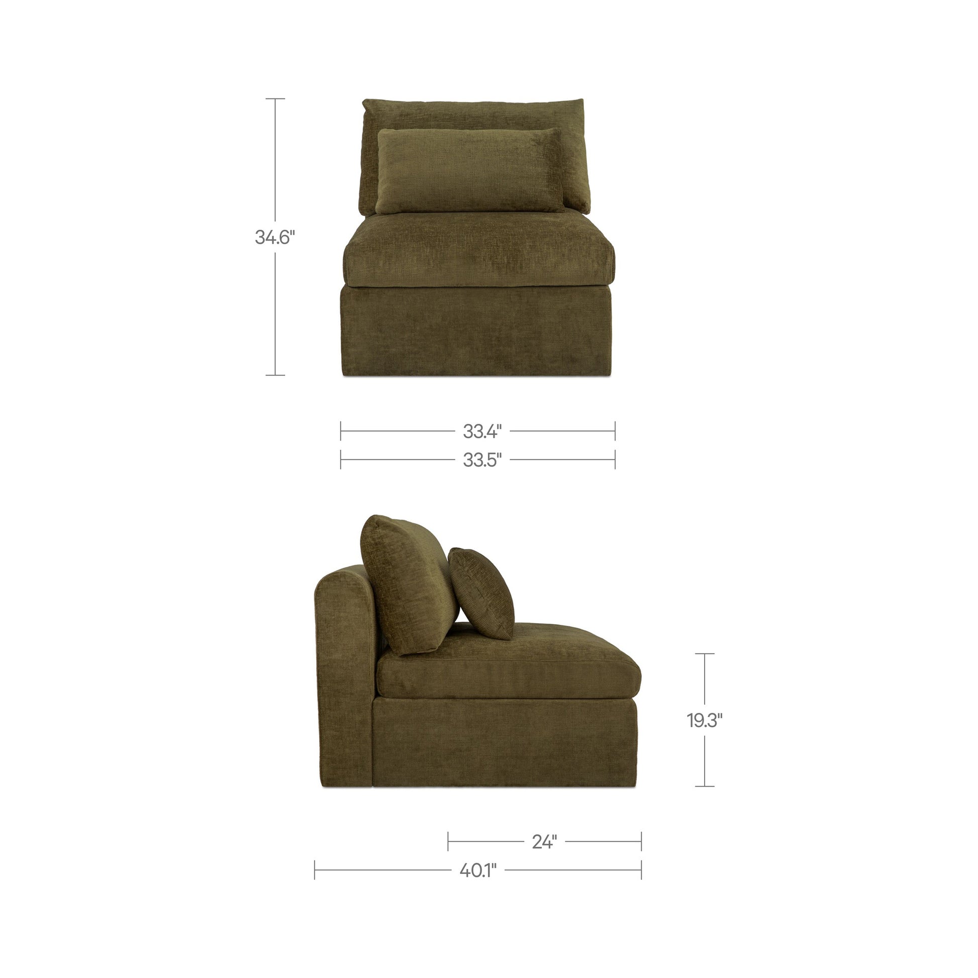 Swift Slipper Chair Dark Green by Moe's Home Collection - view 3