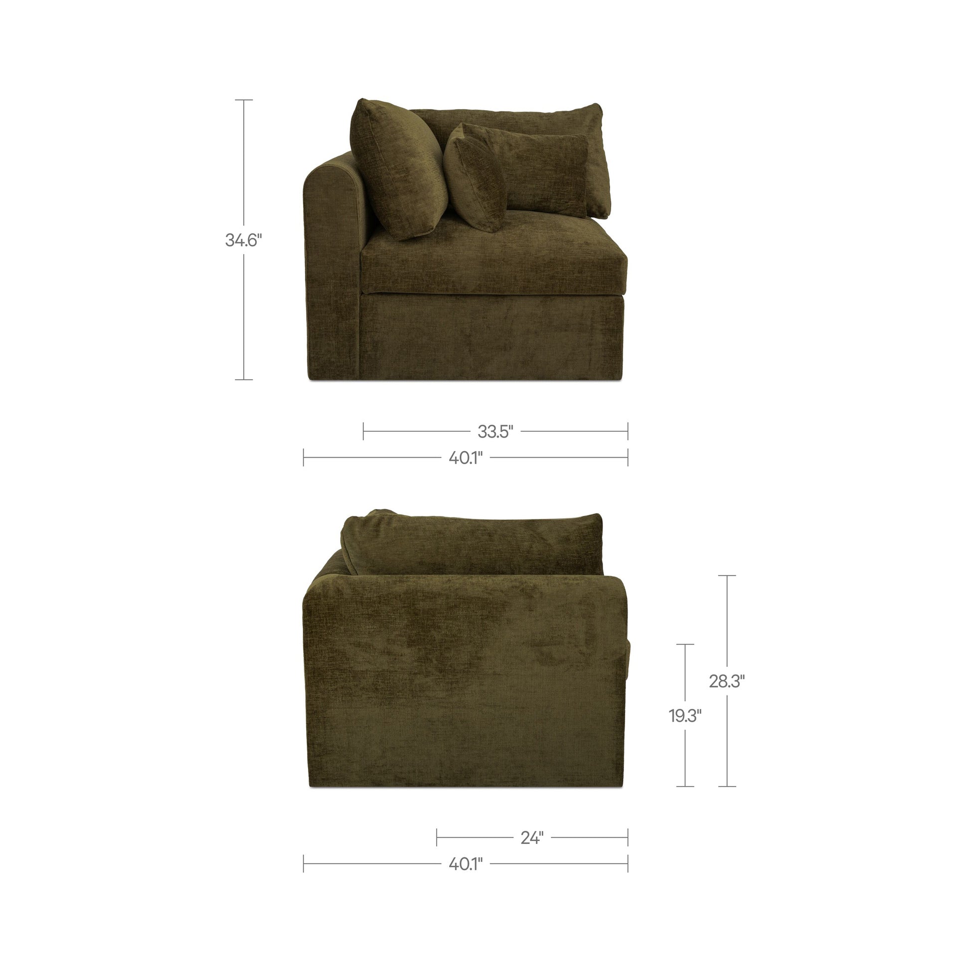 Swift Corner Chair Dark Green by Moe's Home Collection - view 3