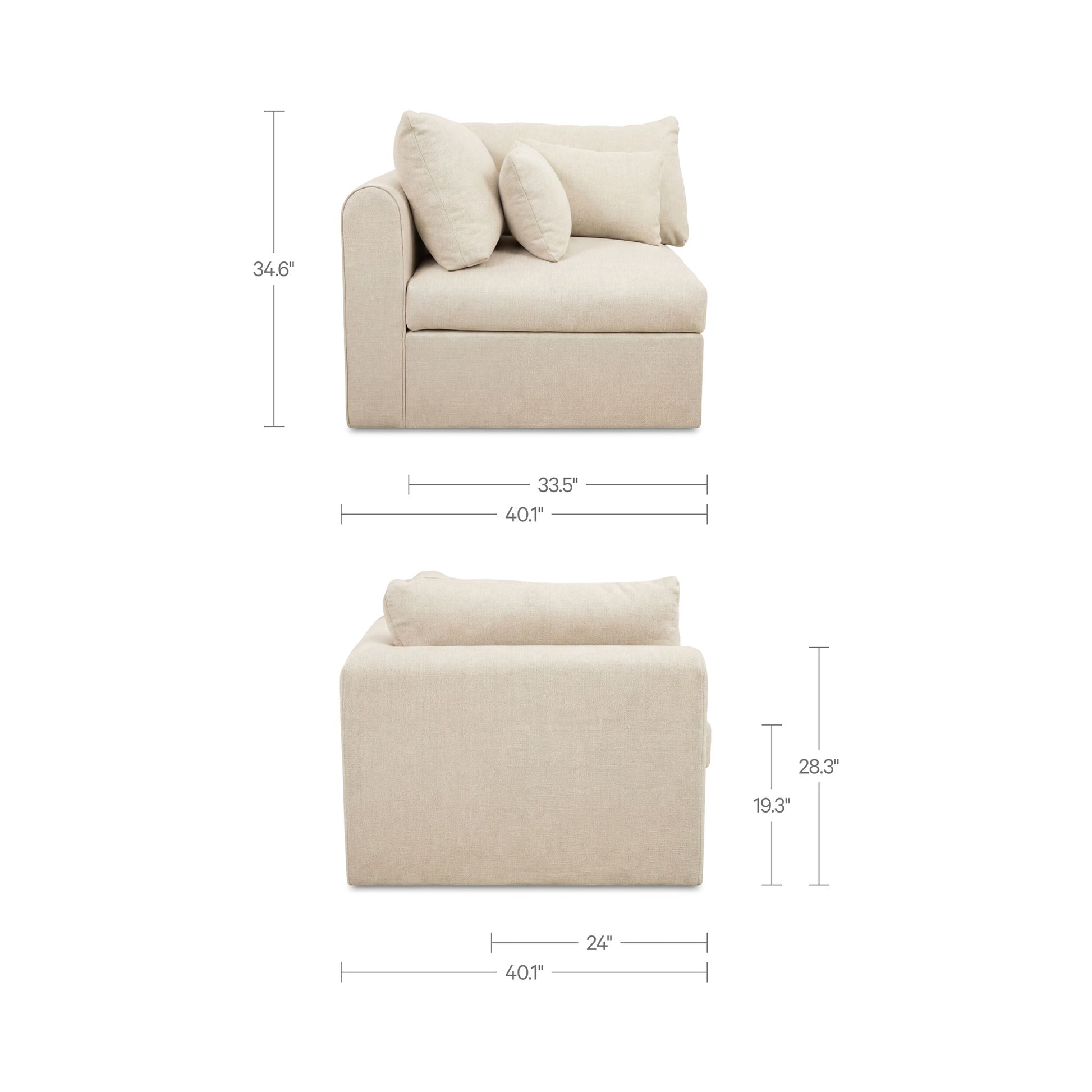 Swift Corner Chair Light Beige by Moe's Home Collection - view 3