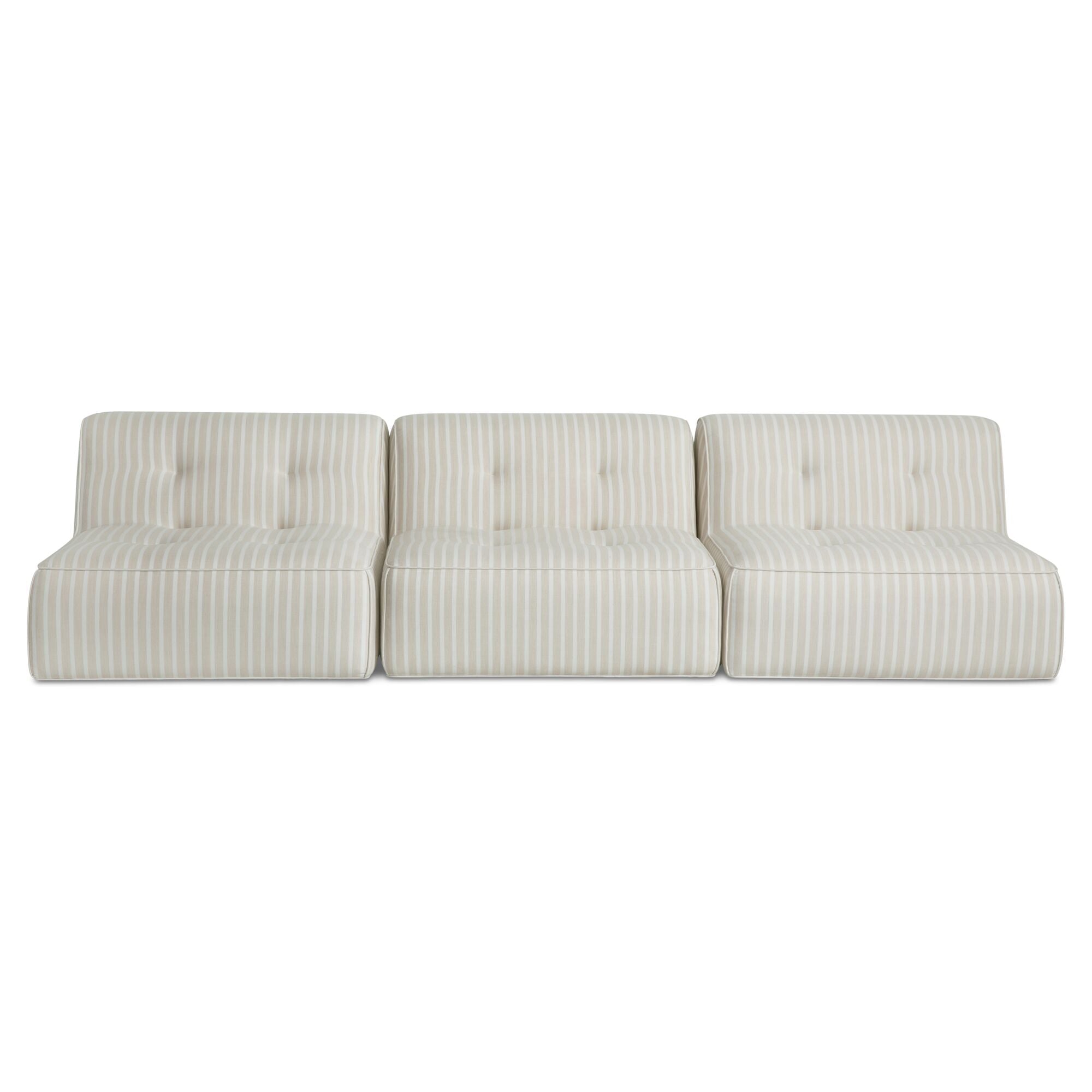 Sunseeker 3 Piece Outdoor Sofa Brown Stripe by Moe's Home Collection