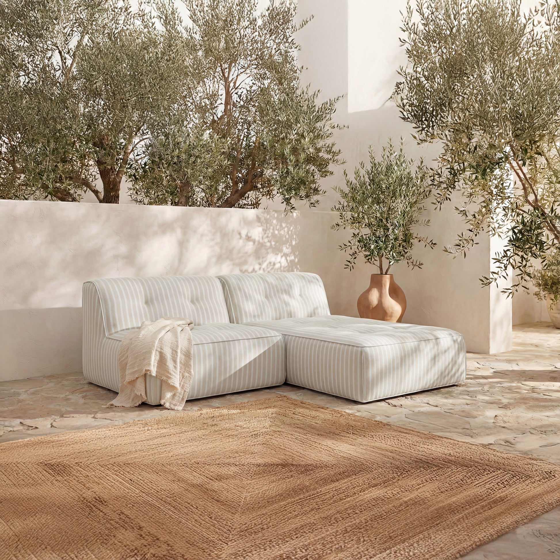 Sunseeker 2 Piece Outdoor Nook Brown Stripe by Moe's Home Collection - view 2