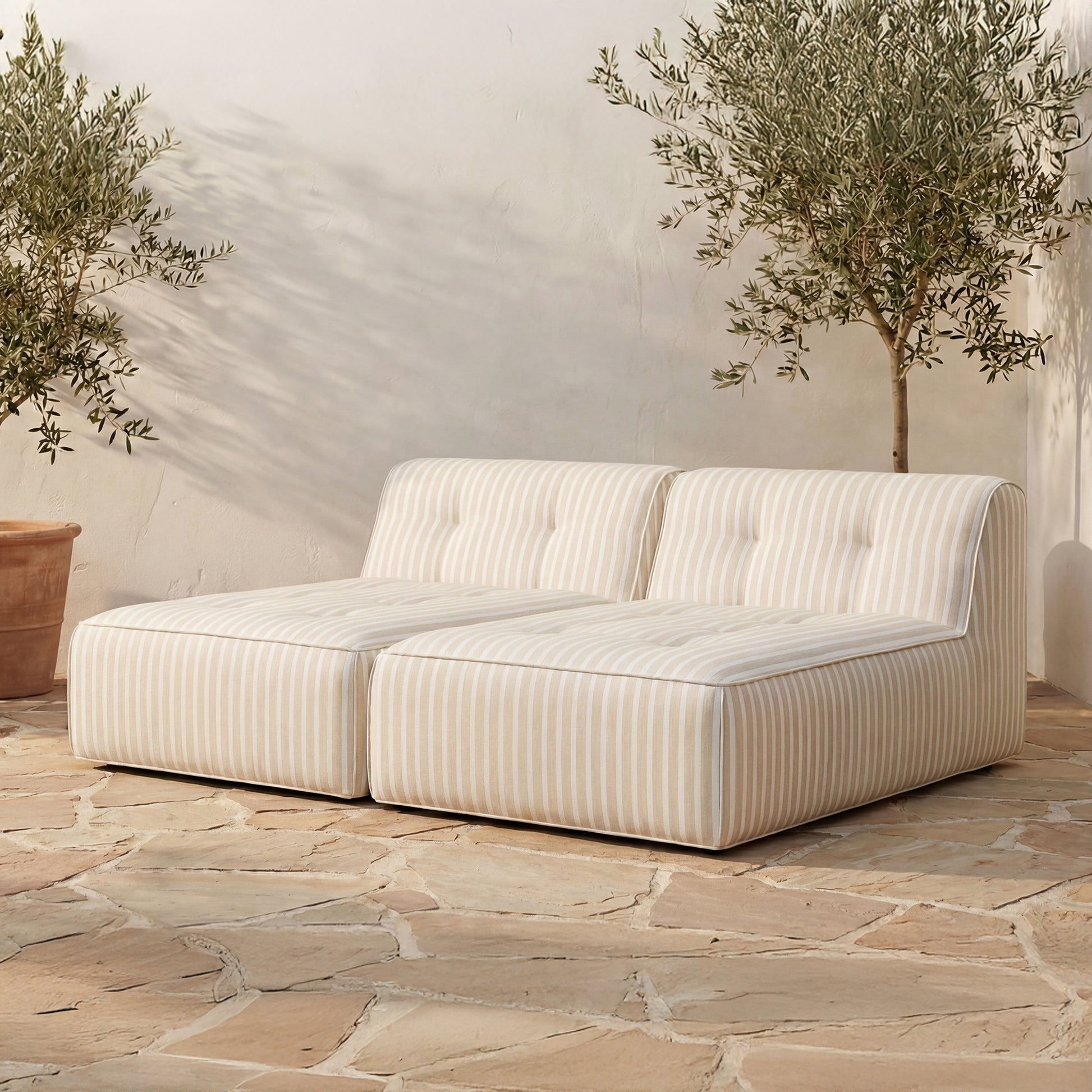 Sunseeker 2 Piece Outdoor Sun Lounger Brown Stripe by Moe's Home Collection - view 2