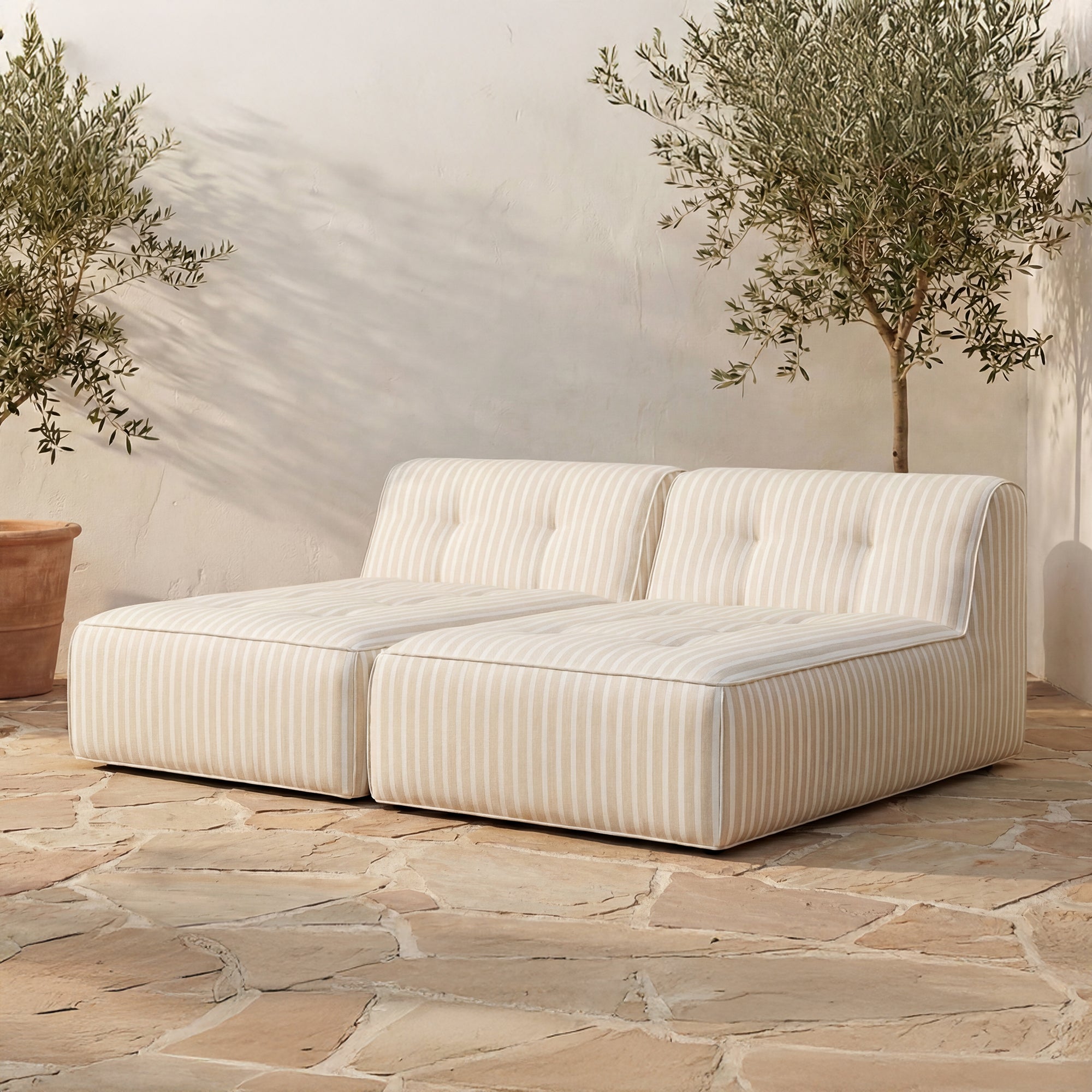 Sunseeker 2 Piece Outdoor Sun Lounger Brown Stripe by Moe's Home Collection - view 2
