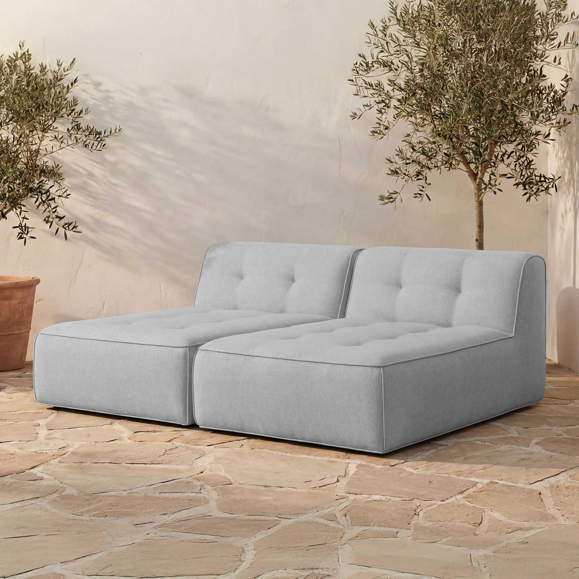 Sunseeker 2 Piece Outdoor Sun Lounger Light Blue by Moe's Home Collection - view 2