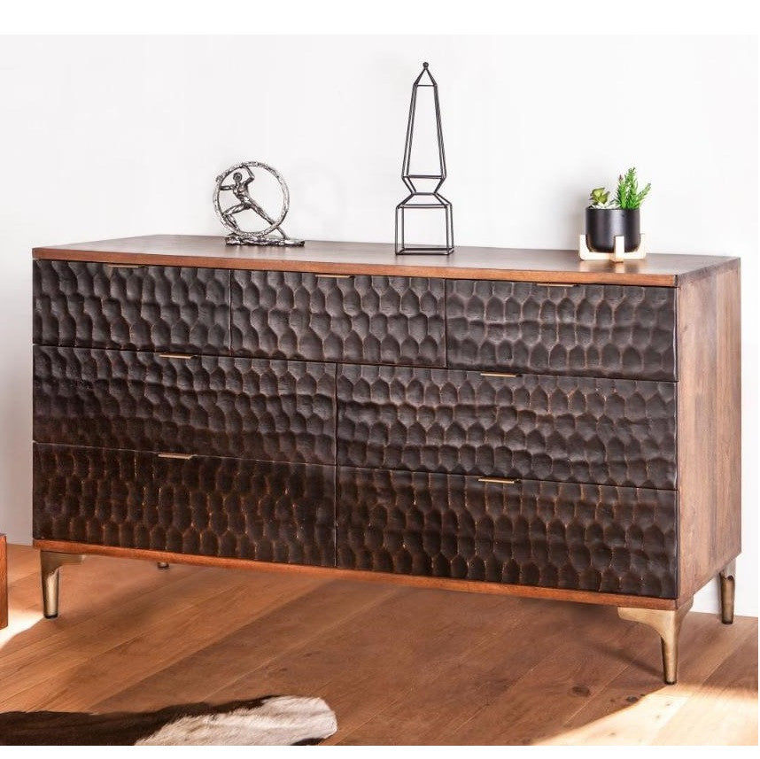 Anna Modern Carved Solid Wood 7-Drawers Dresser 60"