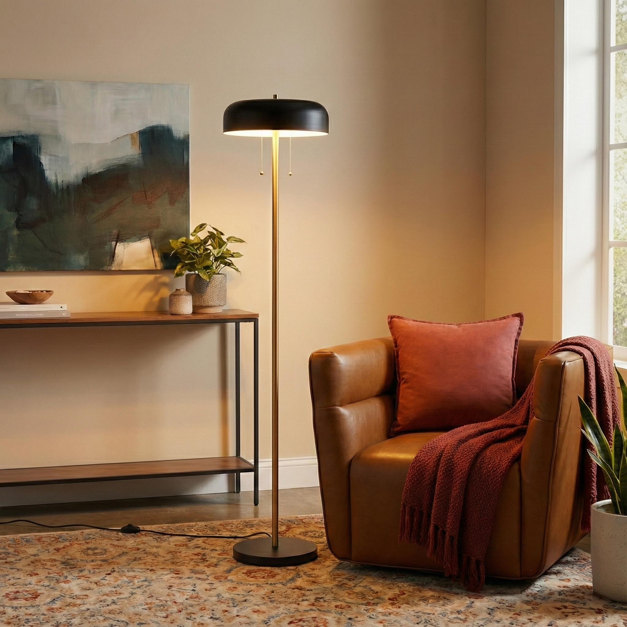 Vesper Floor Lamp | Black Outer and White Inner | Ashcroft mports Furniture
