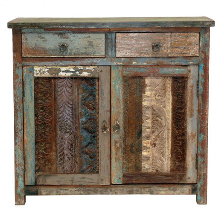 Vintage Wood Block Small Sideboard