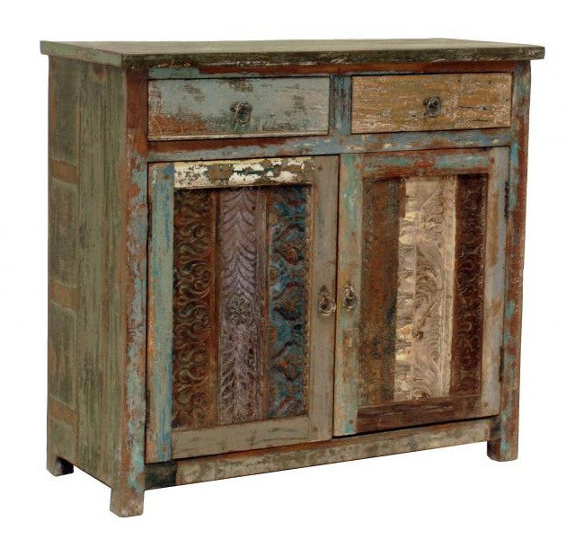 Vintage Wood Block Small Sideboard