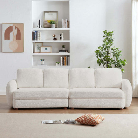 Paton  114.5'' Boucle Fabric Sofa - Cream - 114.5"