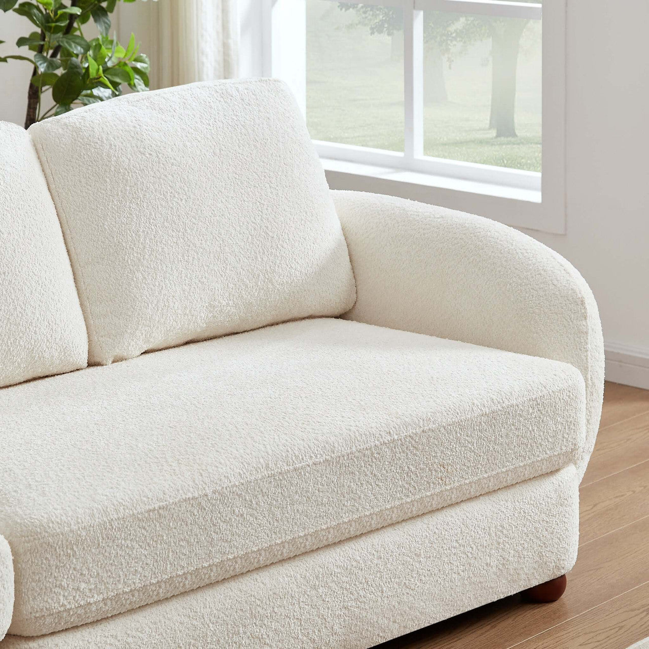 Paton  114.5'' Boucle Fabric Sofa - Cream