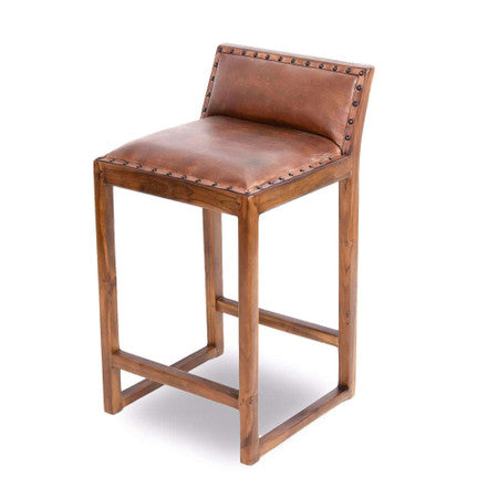 Gavin  25'' Solid Wood Genuine Leather Counter Stool - 17"