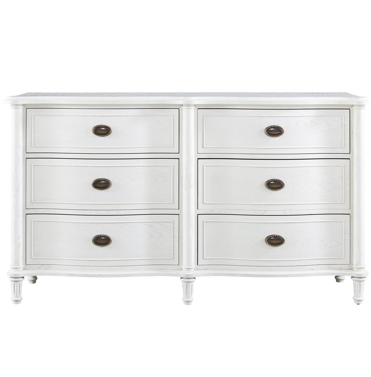 Amity French Oak Wood 6 Drawer Dresser - White