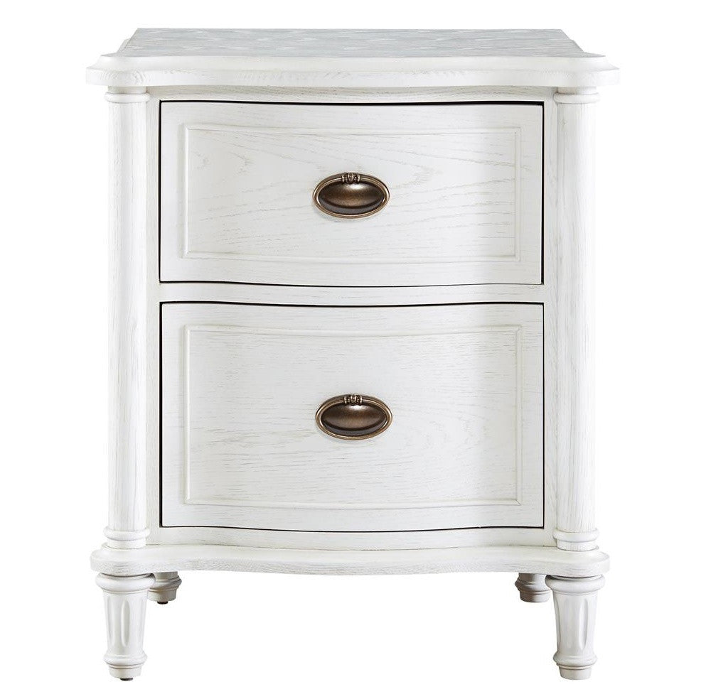 Amity French Oak 2 Drawer White Nightstand