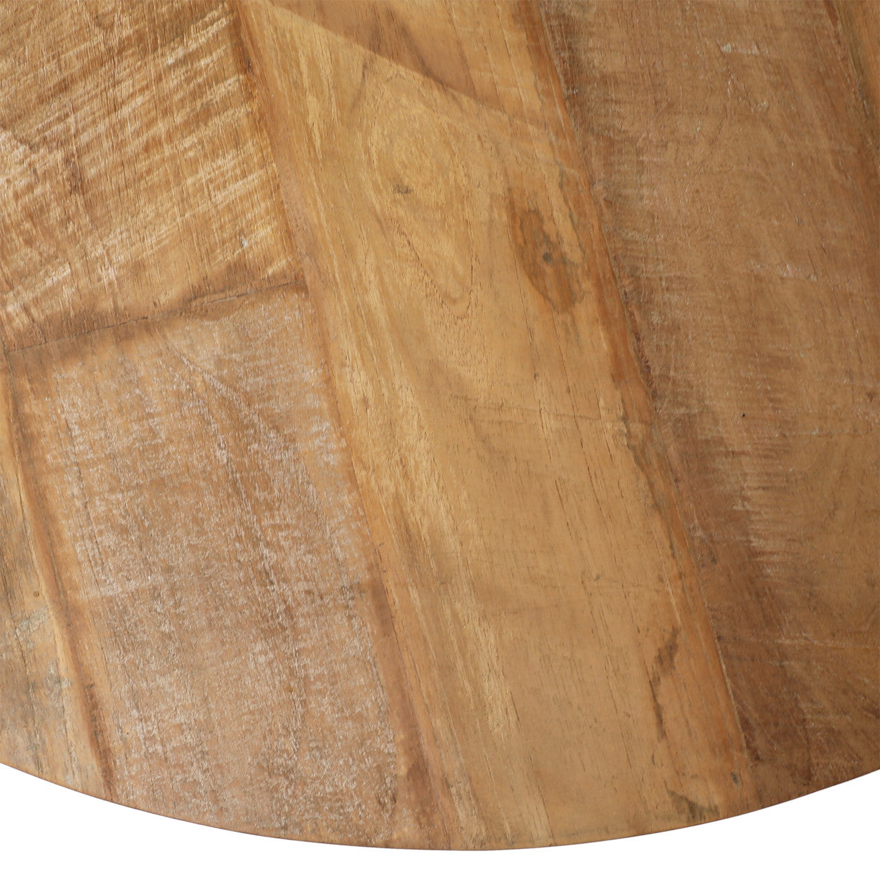 Kholman 39.5" Round Natural Teak Wood and Black Iron Coffee Table