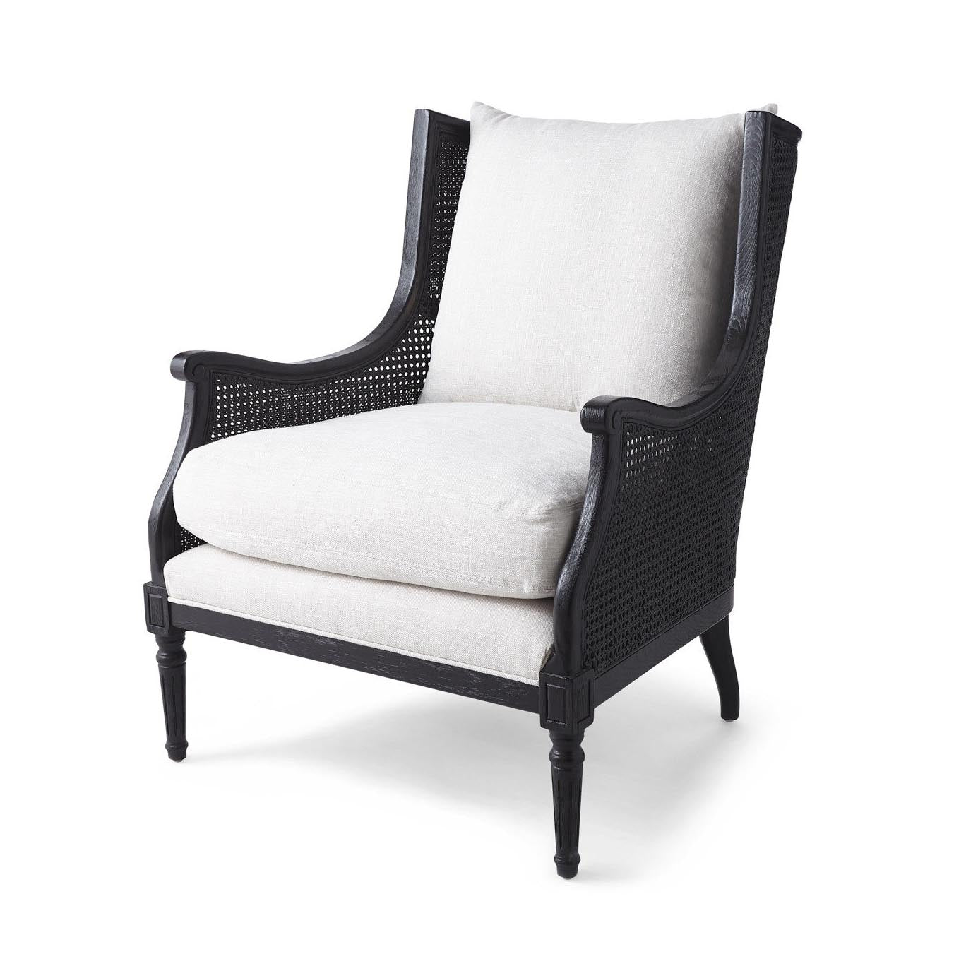 Walker Cane Back Chair in Borneo Light Brown (Performance Fabric) and Black Finish