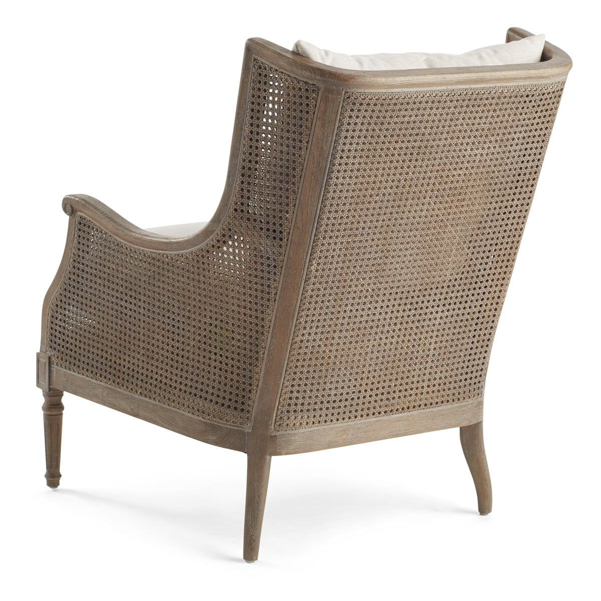 Walker Cane Back Chair in Borneo Light Brown (Performance Fabric) and Natural Finish