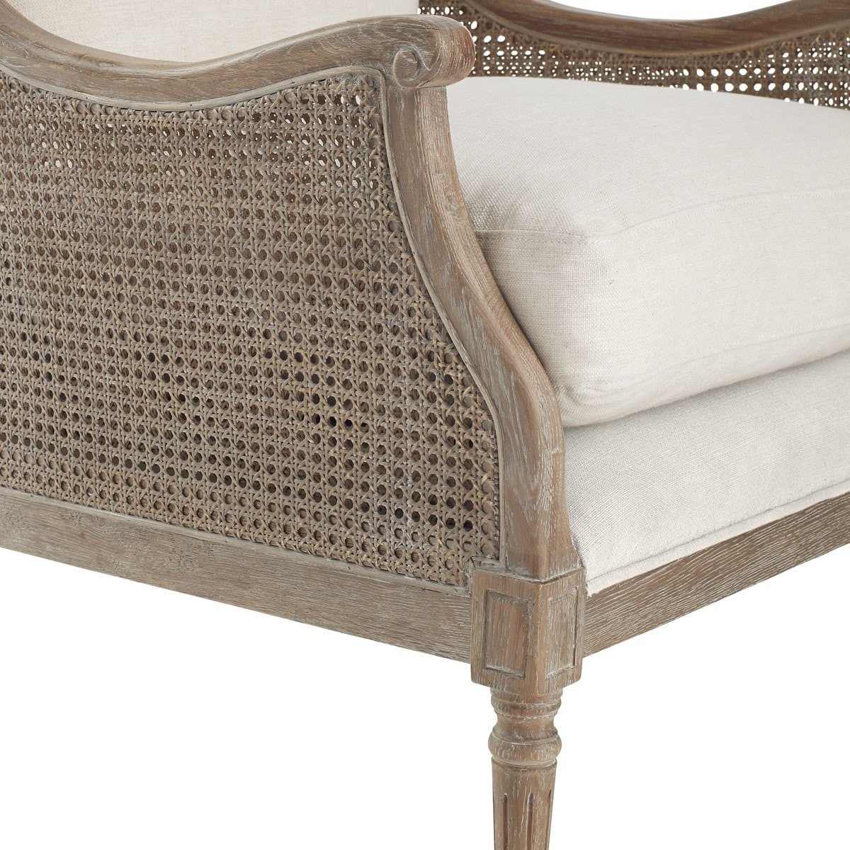 Walker Cane Back Chair in Borneo Light Brown (Performance Fabric) and Natural Finish