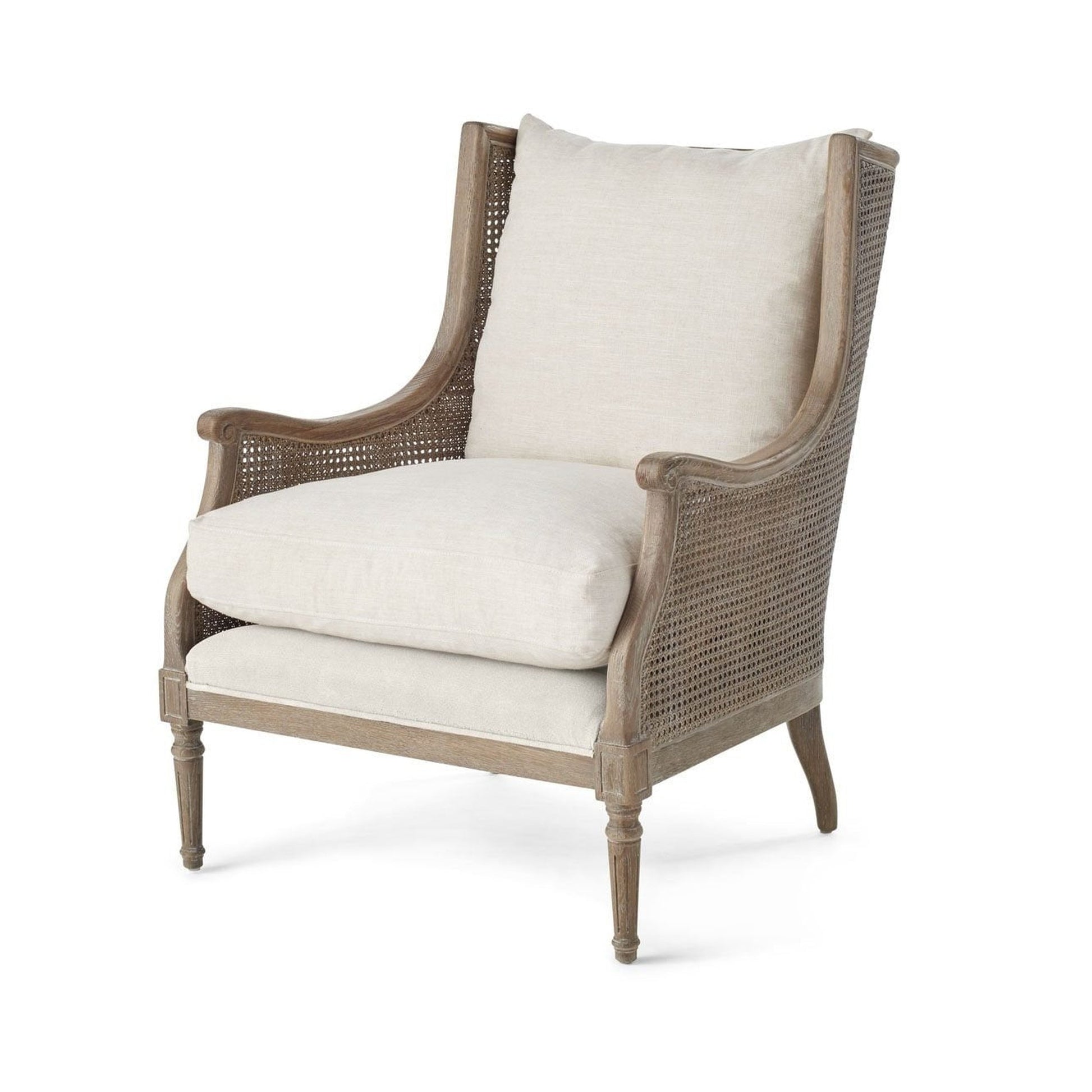 Walker Cane Back Chair in Borneo Light Brown (Performance Fabric) and Natural Finish