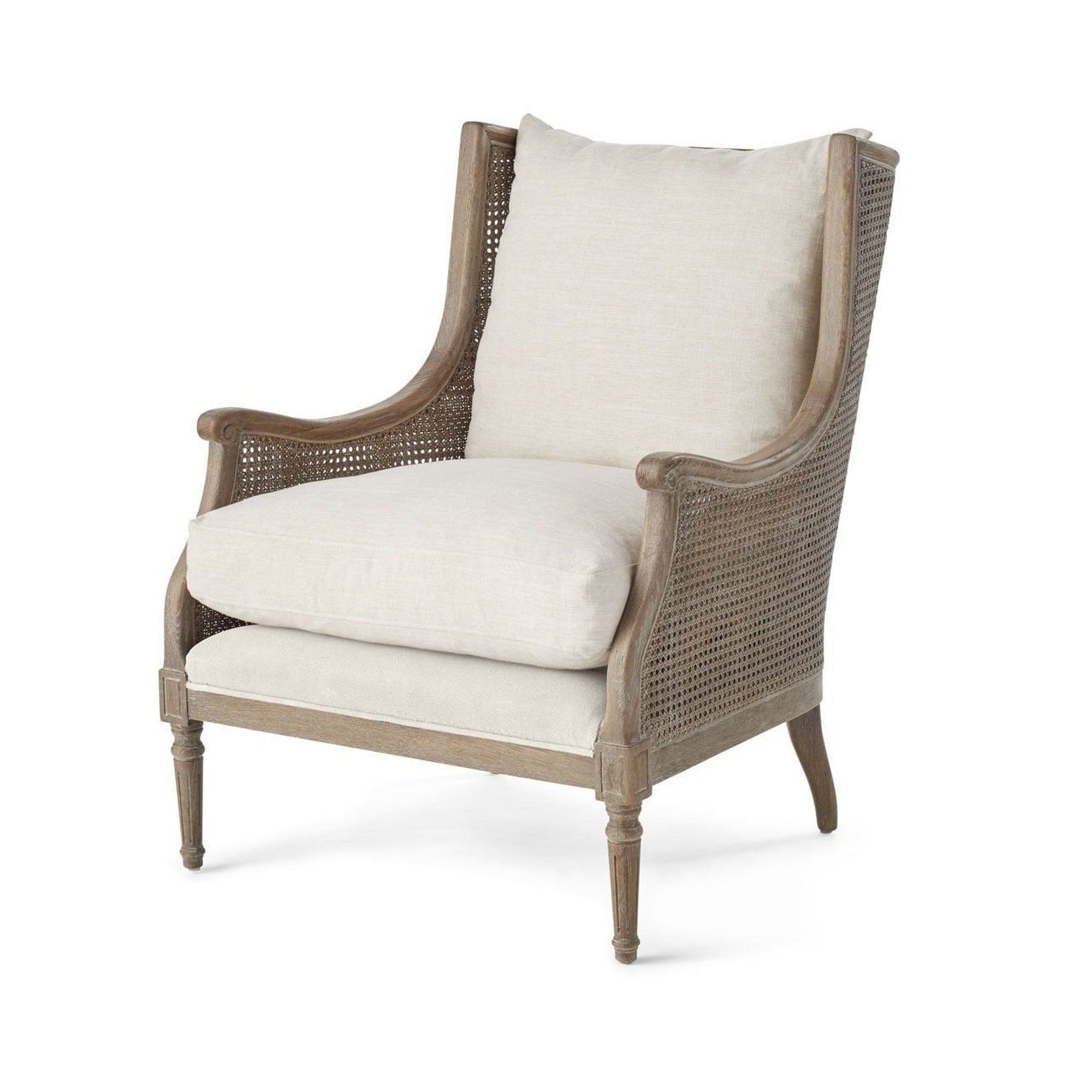 Walker Cane Back Chair in Borneo Light Brown (Performance Fabric) and Natural Finish