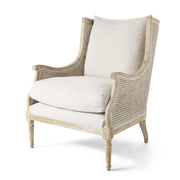 Walker Cane Back Chair in Borneo Light Brown (Performance Fabric) and White Wash Finish