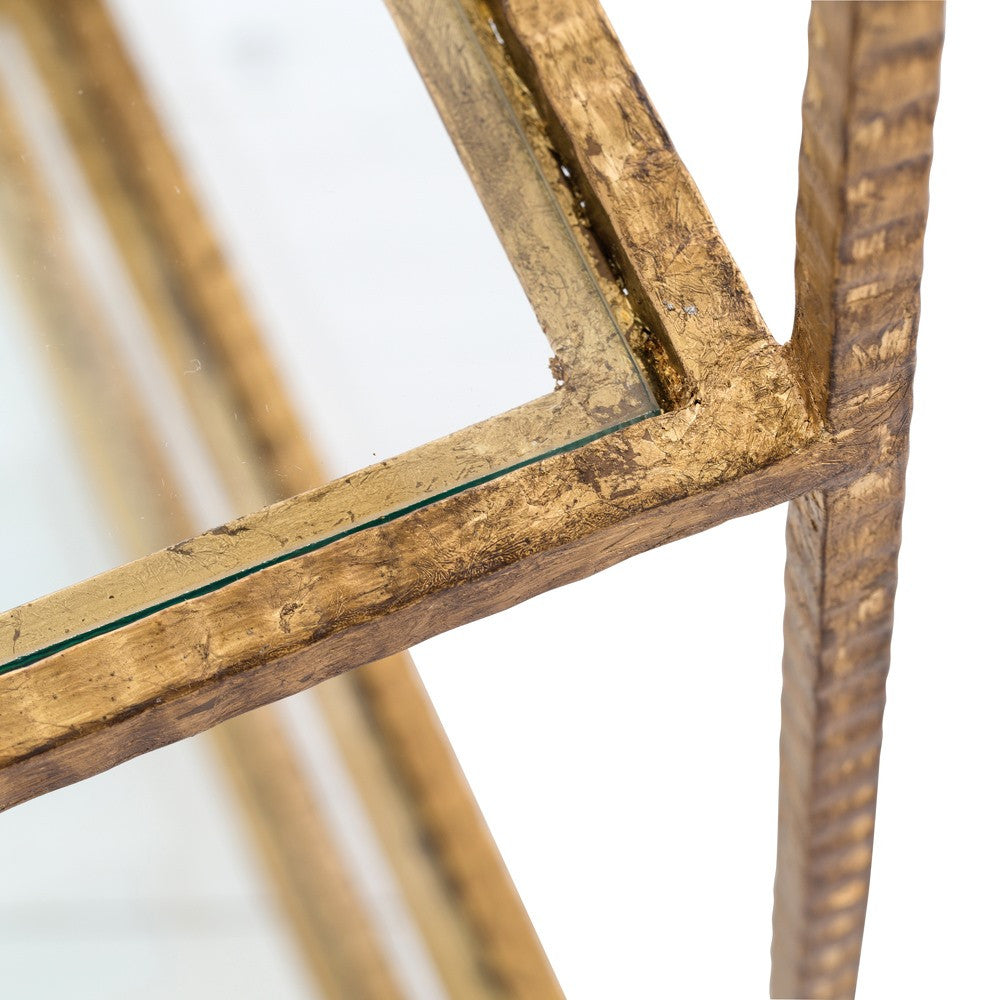 Worchester Gold Leaf  Display Etagere clear glass shelves