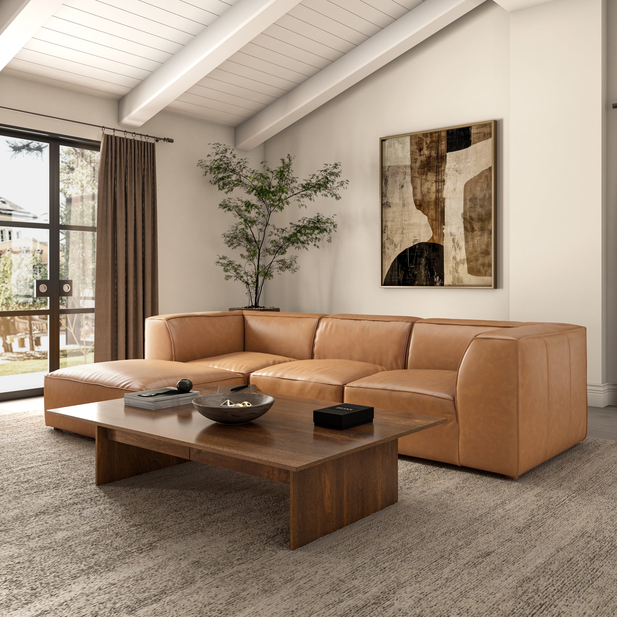 Form Corner Chair Sonoran Tan Leather by Moe's Home Collection - view 7