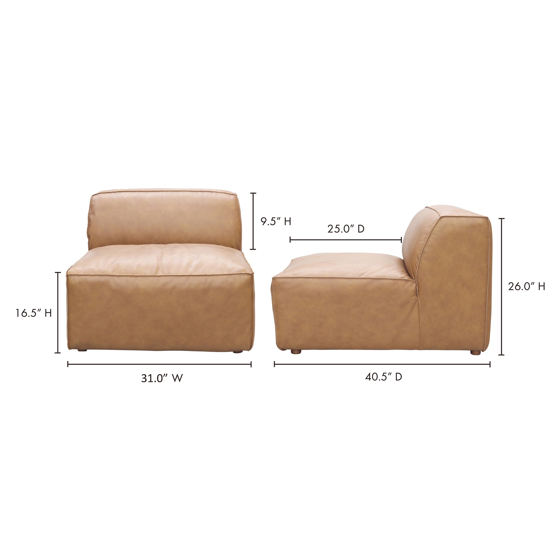 Form Slipper Chair Sonoran Tan Leather by Moe's Home Collection - view 6