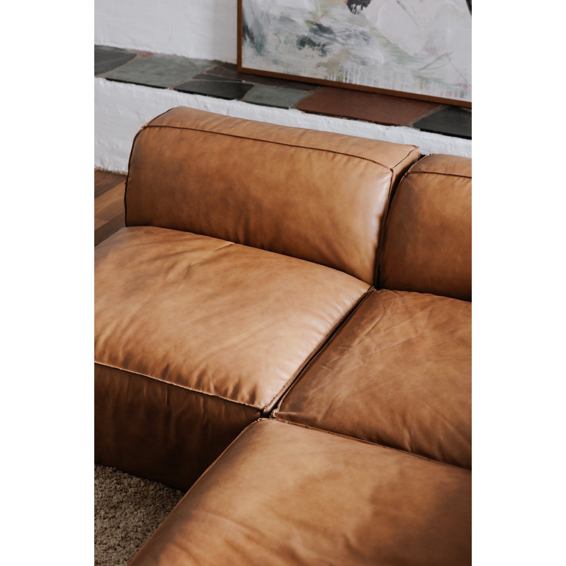Form Ottoman Sonoran Tan Leather by Moe's Home Collection - view 2