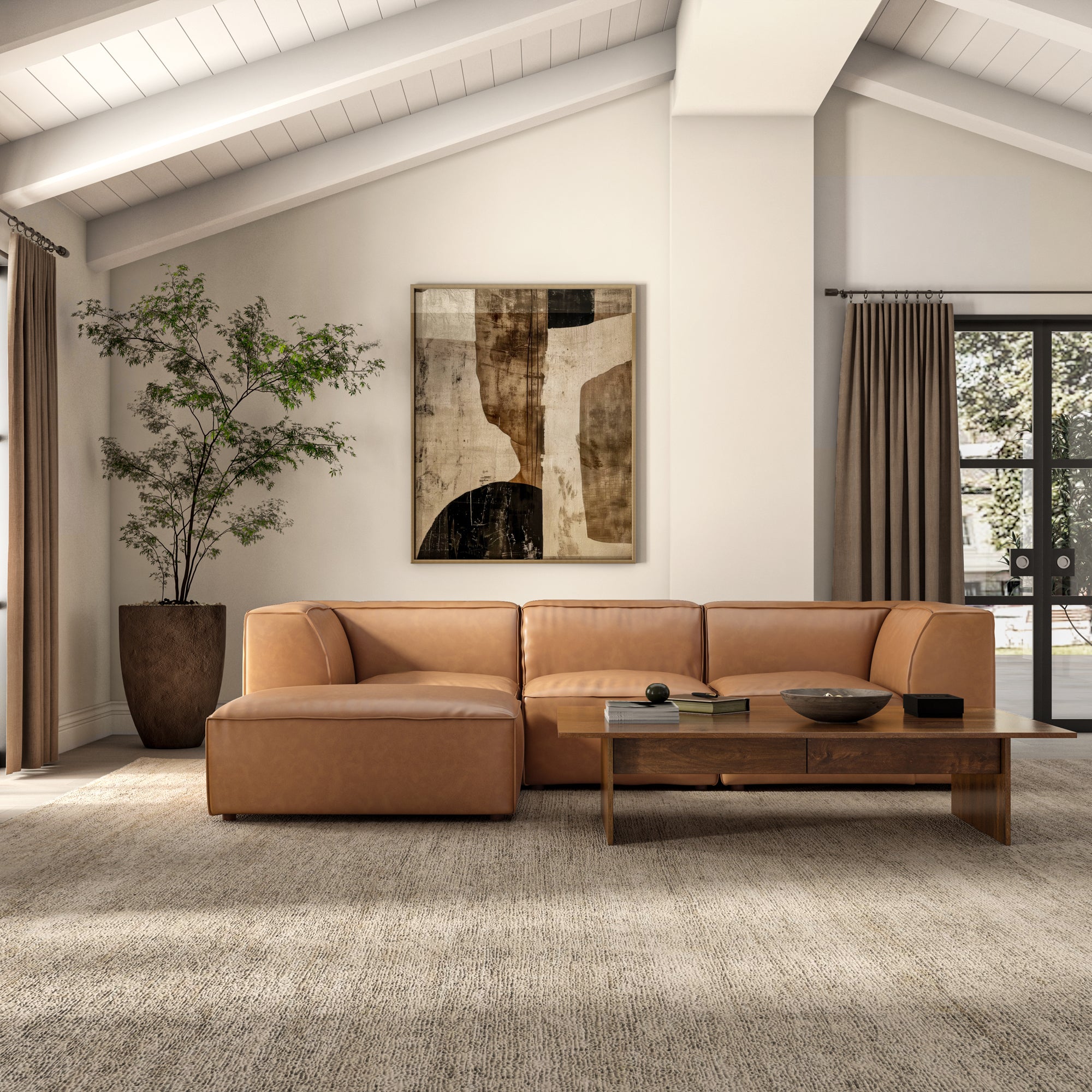 Form Nook Modular Sectional Sonoran Tan Leather by Moe's Home Collection - view 7
