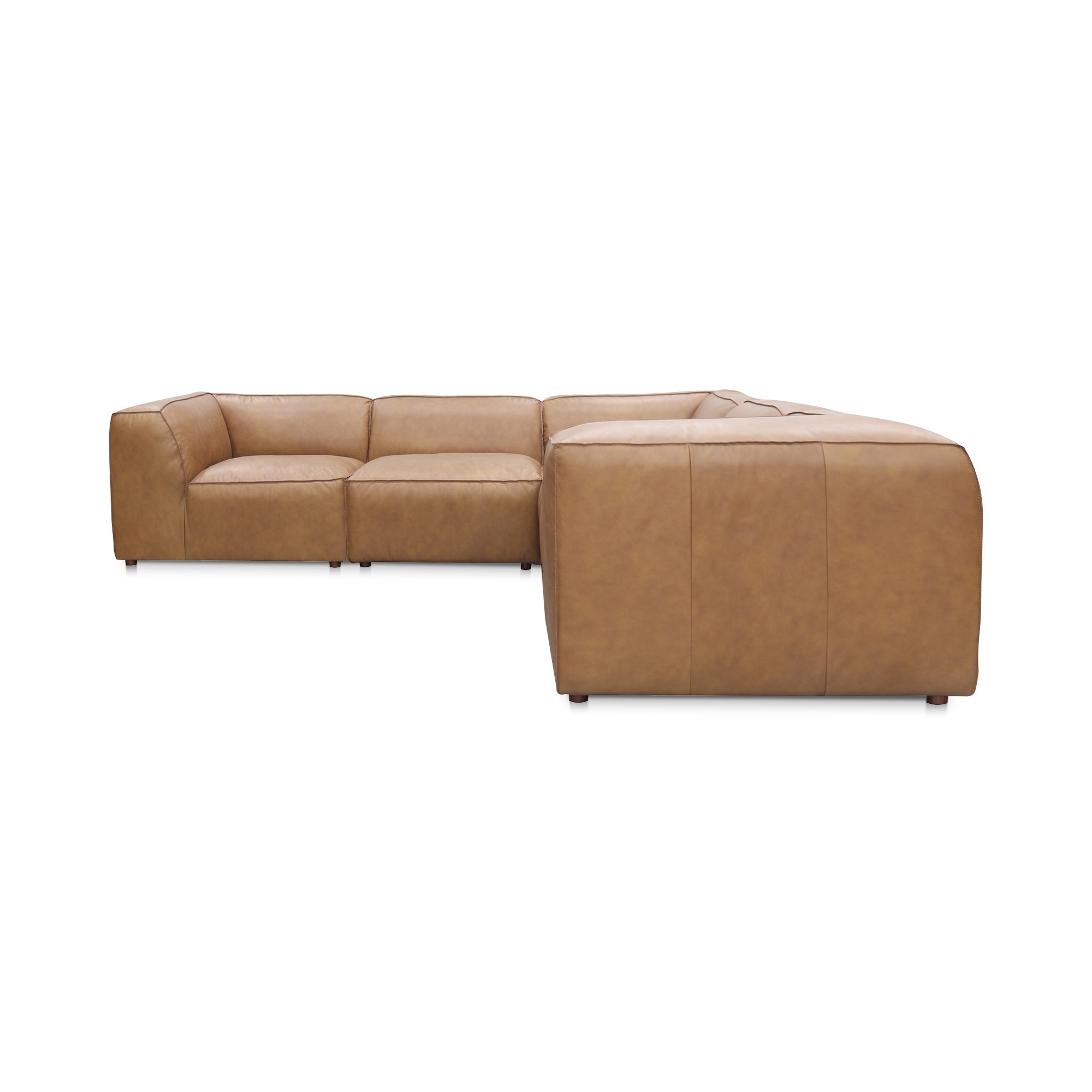 Form Classic L-Shaped Modular Sectional Sonoran Tan Leather by Moe's Home Collection