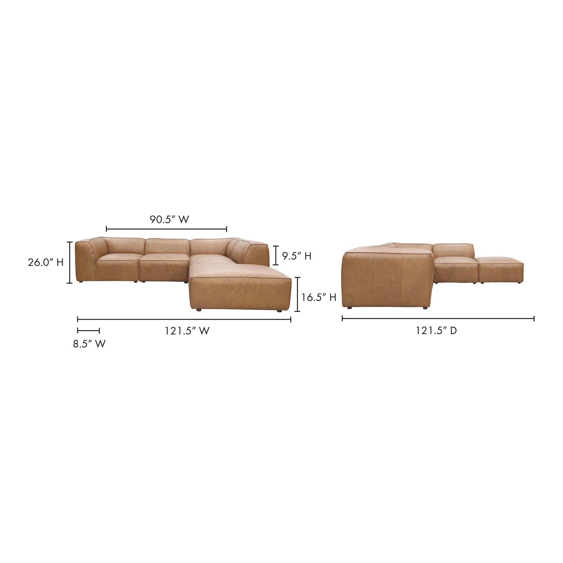 Form Dream Modular Sectional Sonoran Tan Leather by Moe's Home Collection - view 4