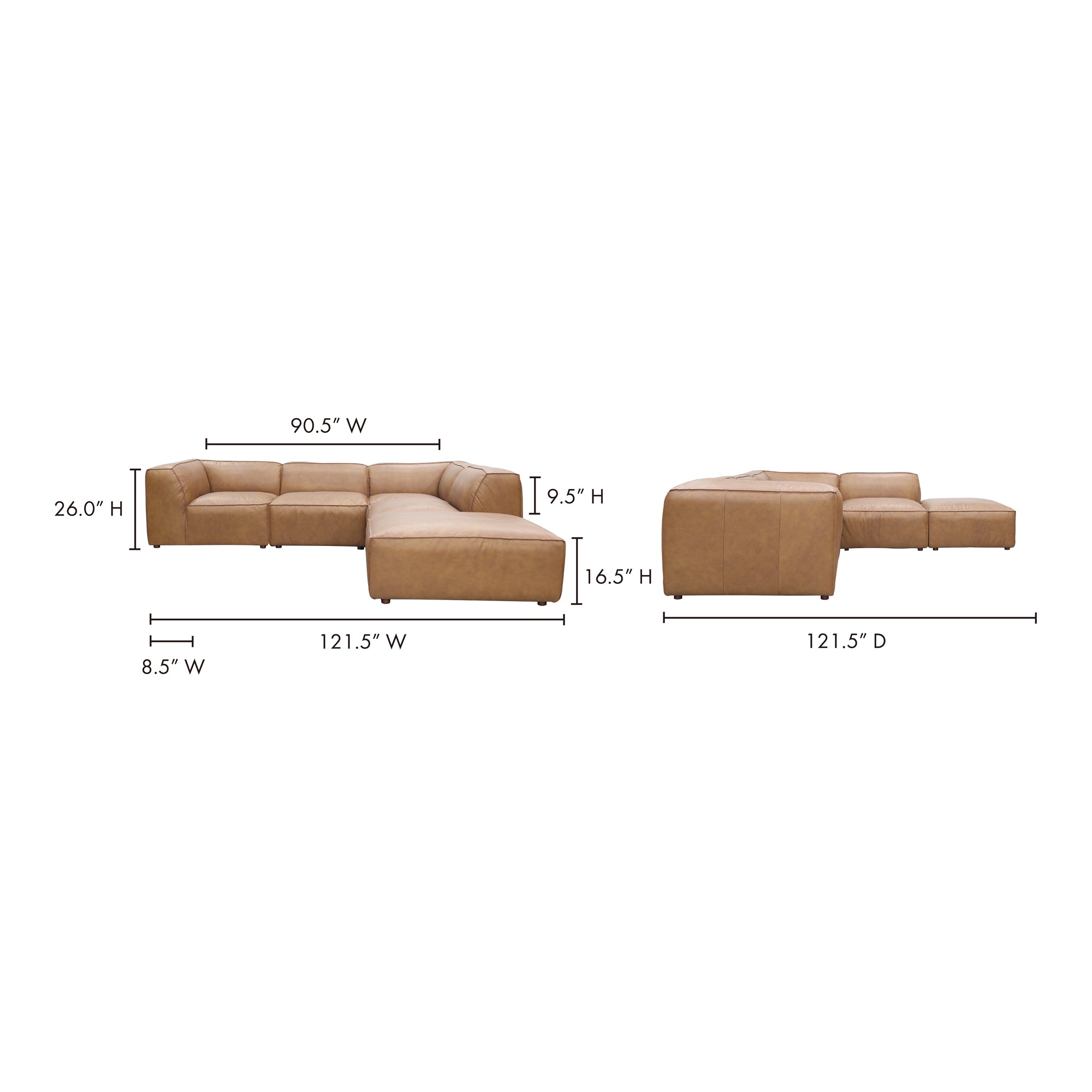 Form Dream Modular Sectional Sonoran Tan Leather by Moe's Home Collection - view 4