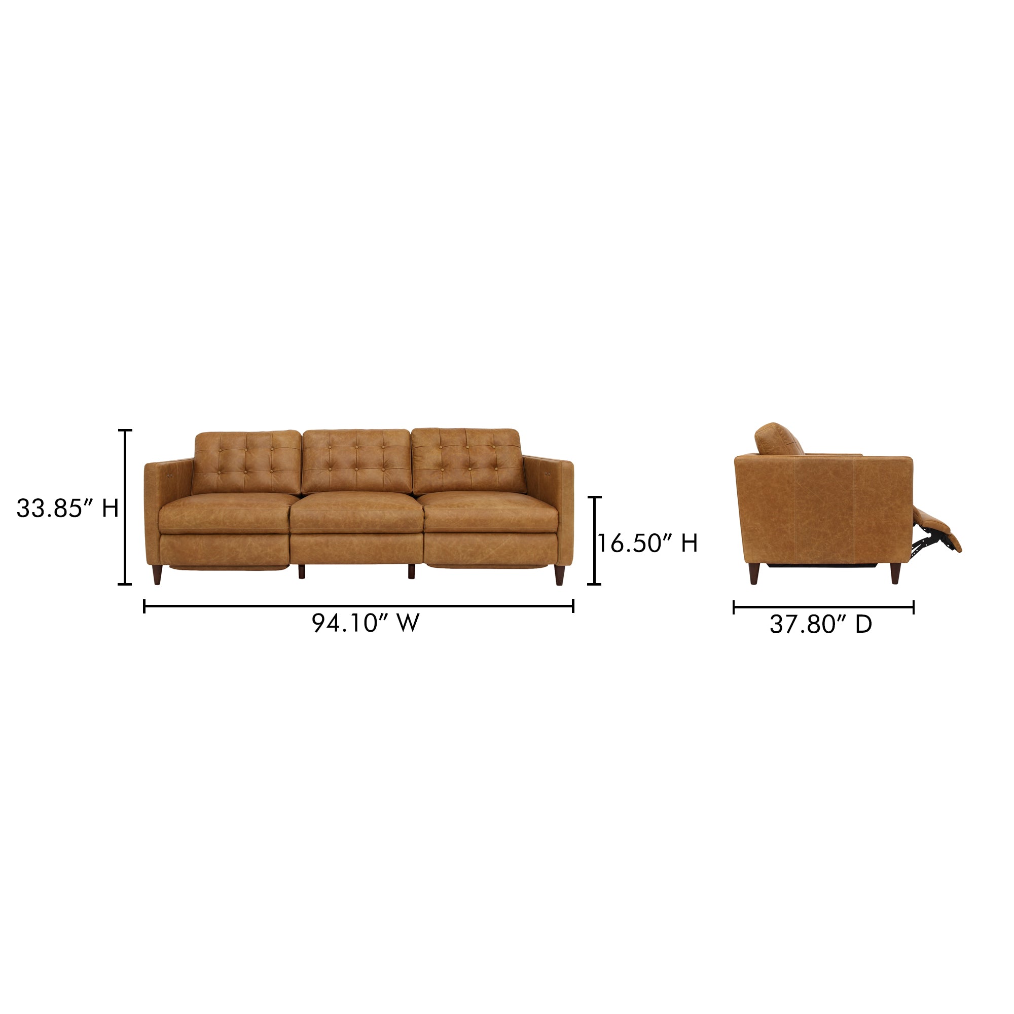 Bridgers Power Recliner Sofa Tan Leather by Moe's Home Collection - view 5