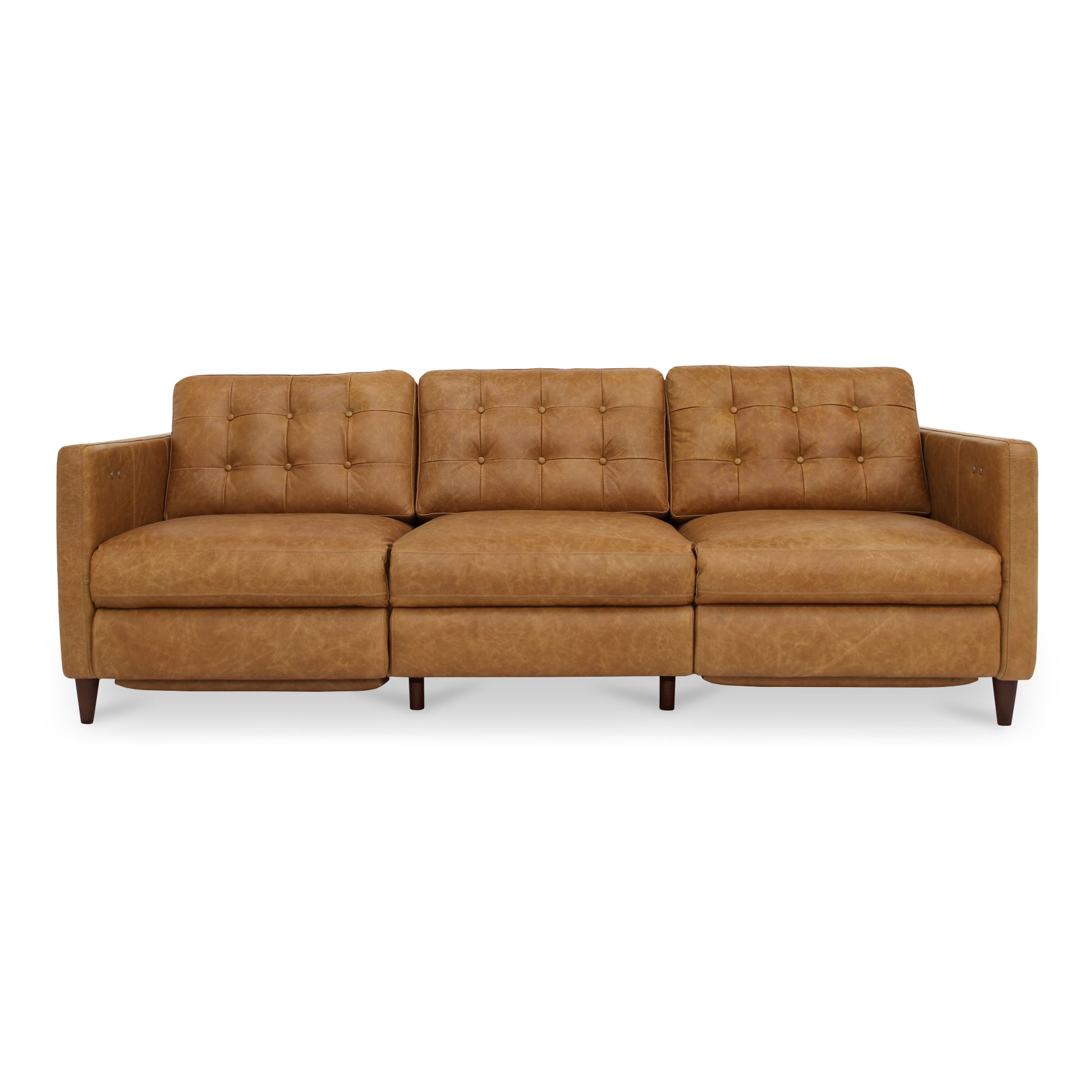 Bridgers Power Recliner Sofa Tan Leather by Moe's Home Collection