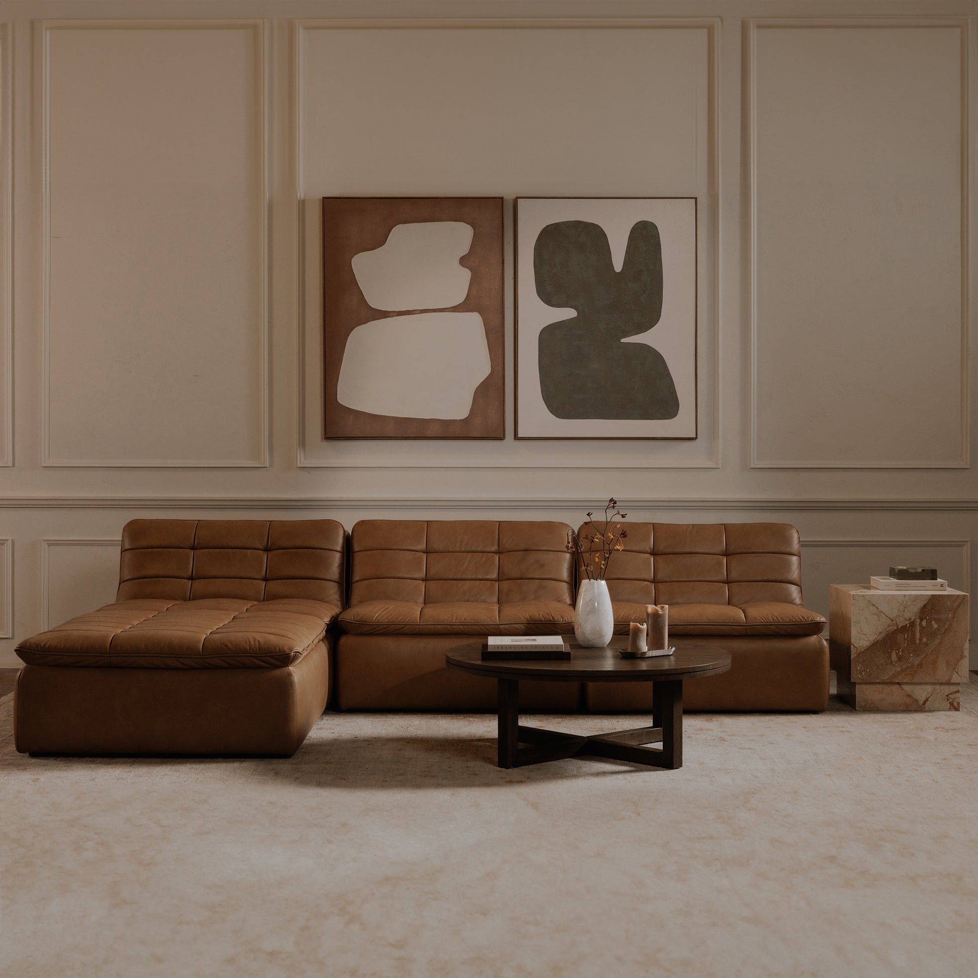 Lino Slipper Chair Tan Leather by Moe's Home Collection - view 4