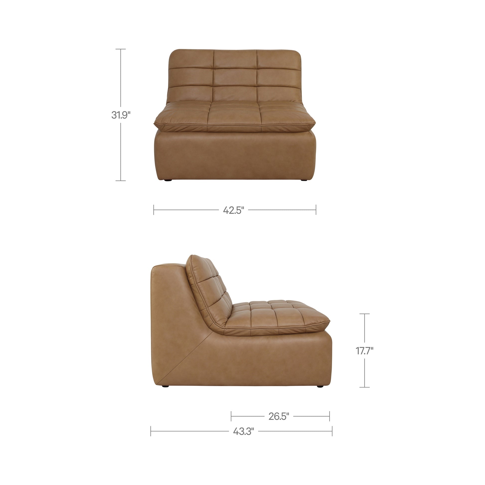 Lino Slipper Chair Tan Leather by Moe's Home Collection - view 6