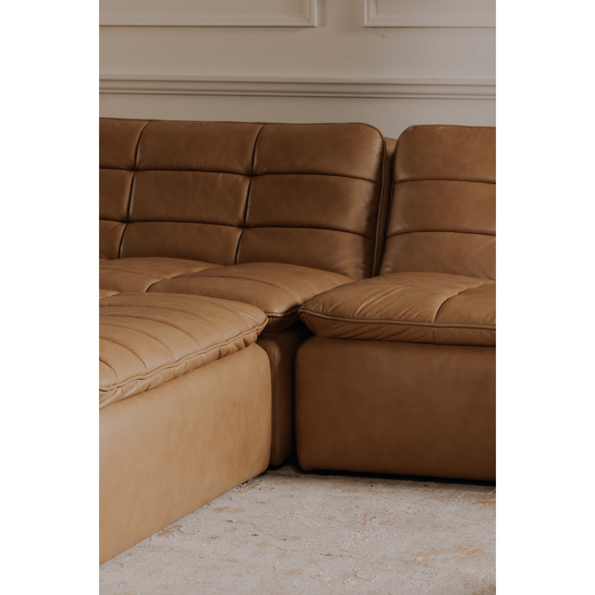 Lino Armless Modular Sofa Tan Leather by Moe's Home Collection - view 3