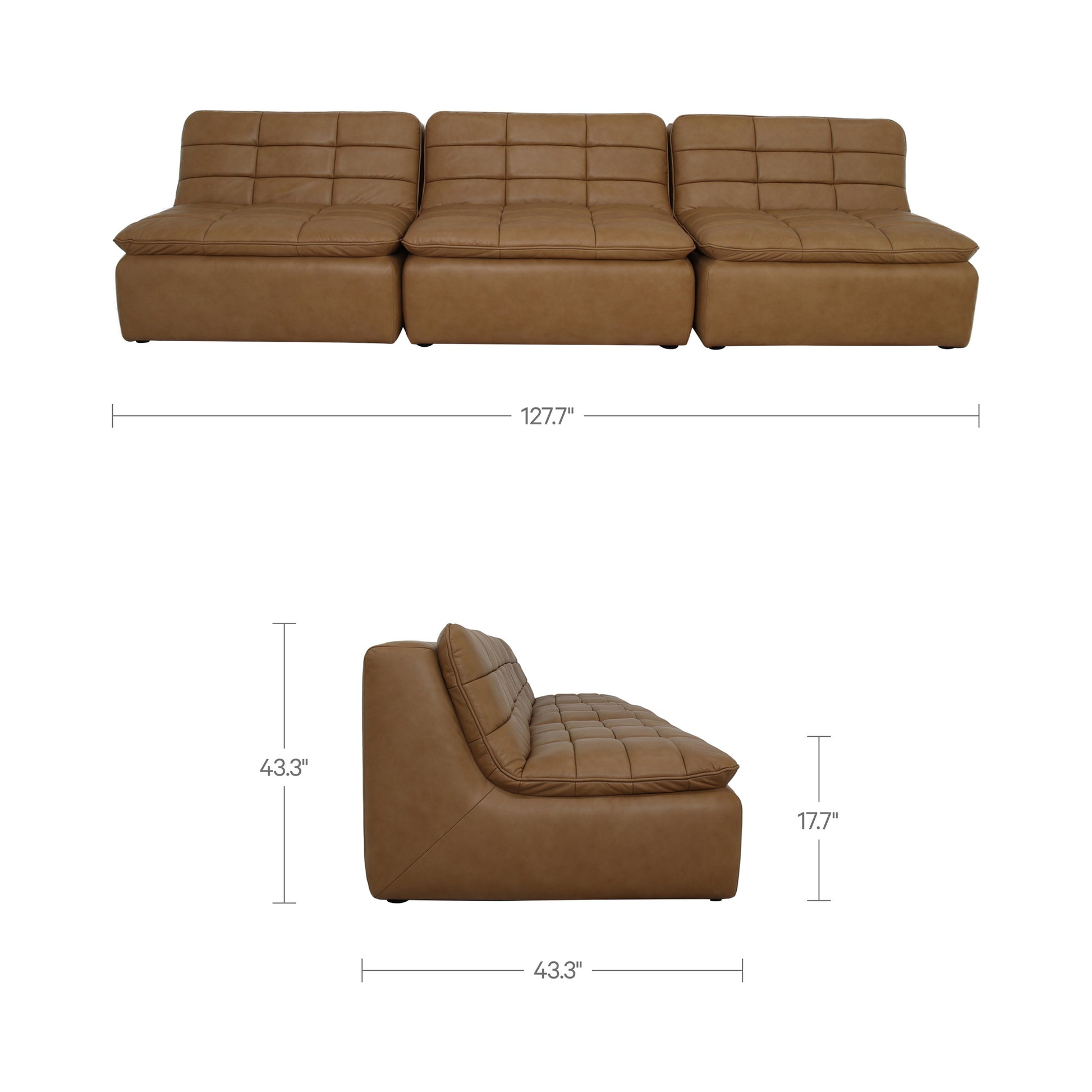 Lino Armless Modular Sofa Tan Leather by Moe's Home Collection - view 6