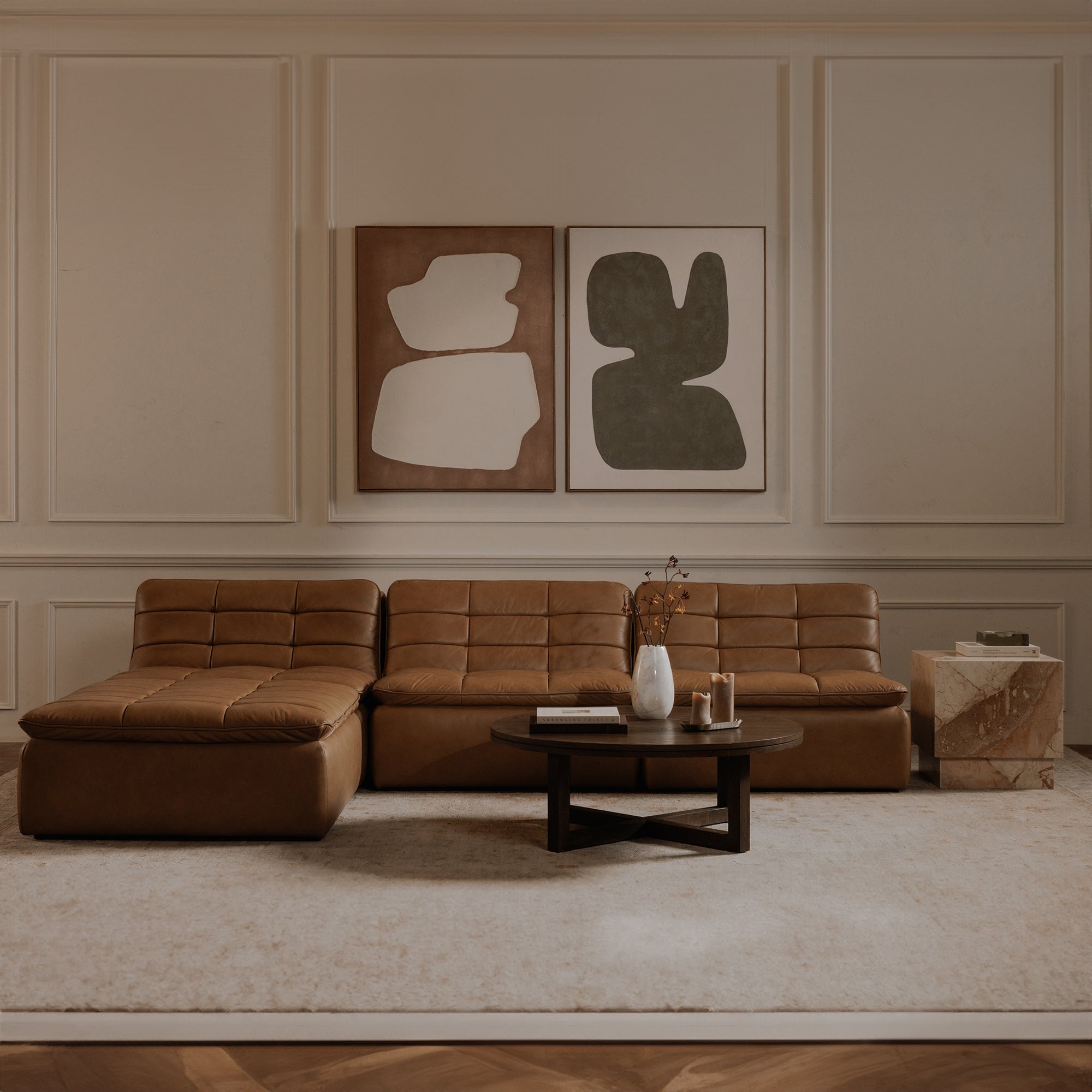 Lino Lounge Modular Sectional Tan Leather by Moe's Home Collection - view 4